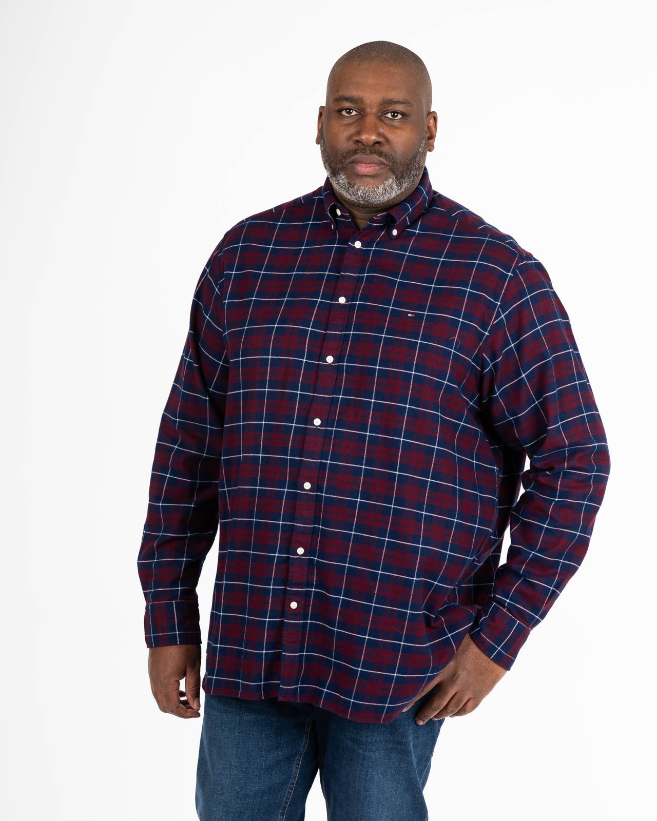 Chemise à carreaux grande taille bordeaux