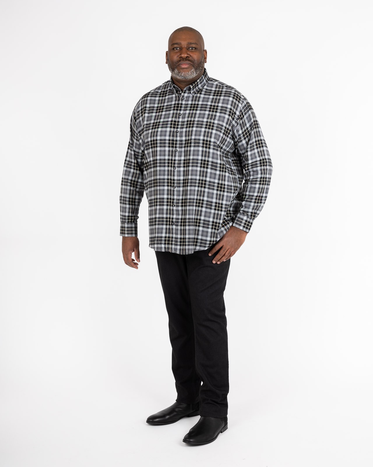 Chemise en flanelle à carreaux grande taille anthracite