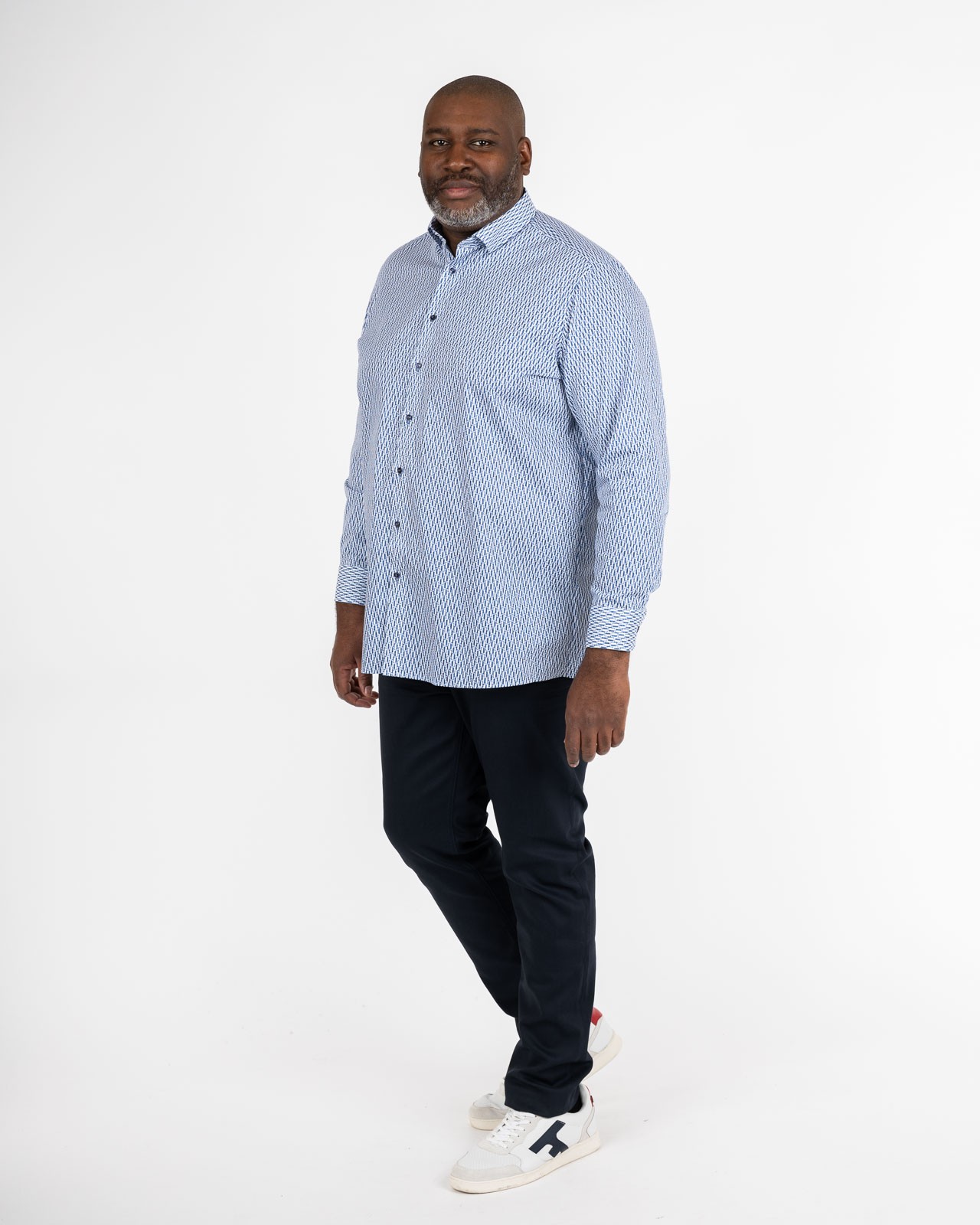 Chemise facile à repasser grande taille bleu