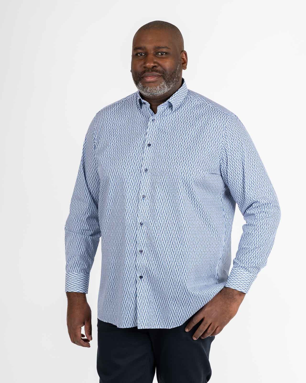 Chemise facile à repasser grande taille bleu