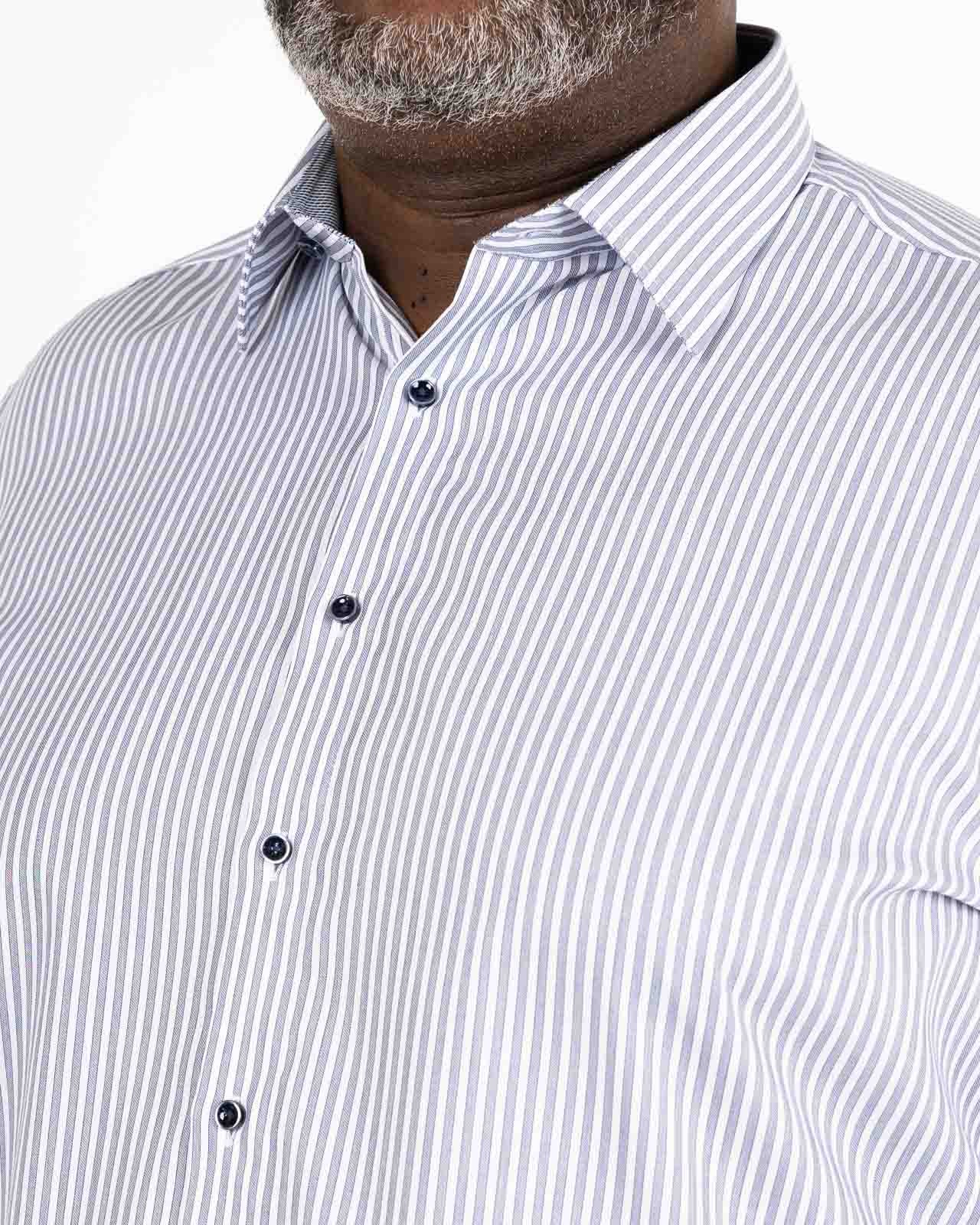 Chemise à rayures grande taille non iron bleu marine