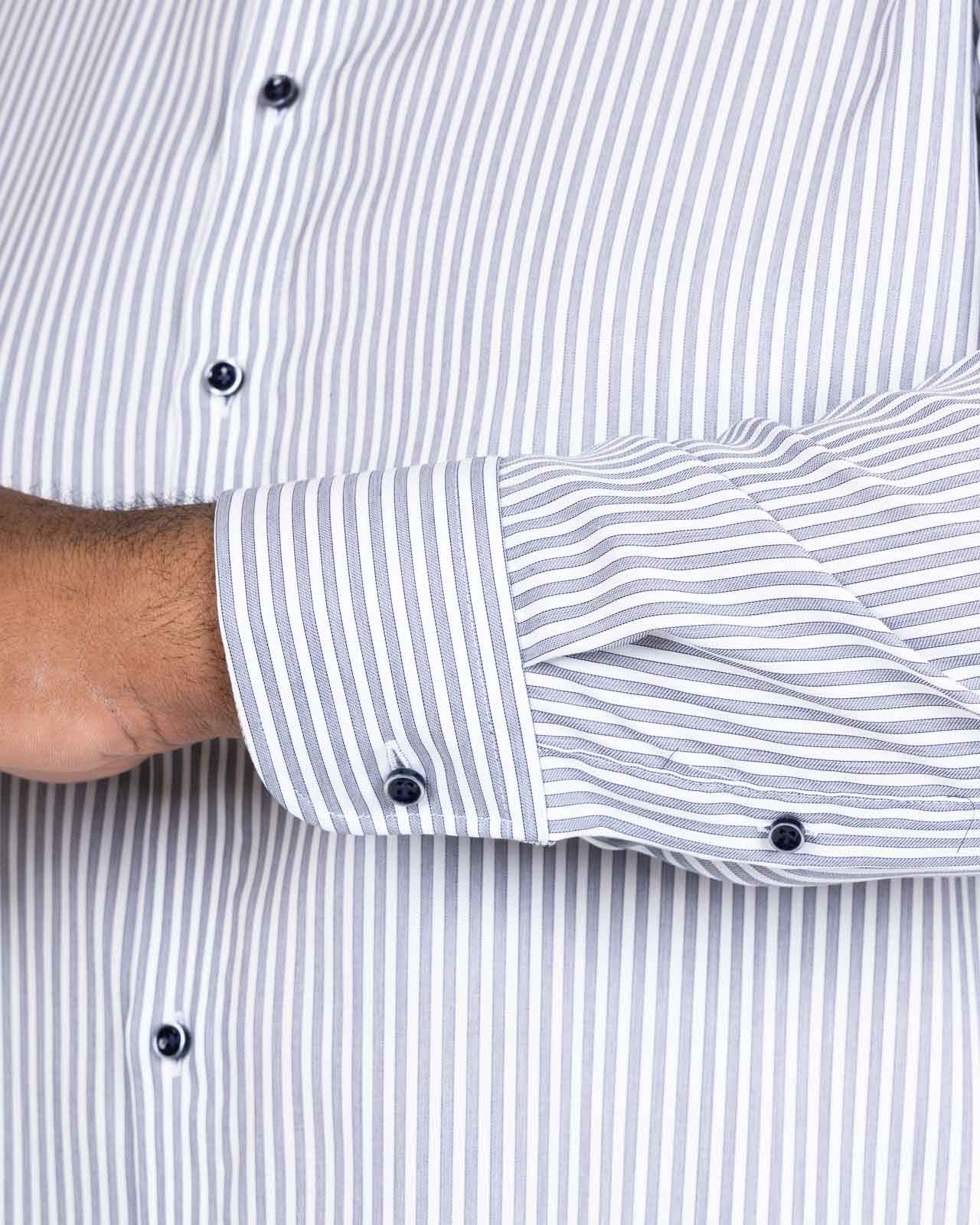 Chemise à rayures grande taille non iron bleu marine