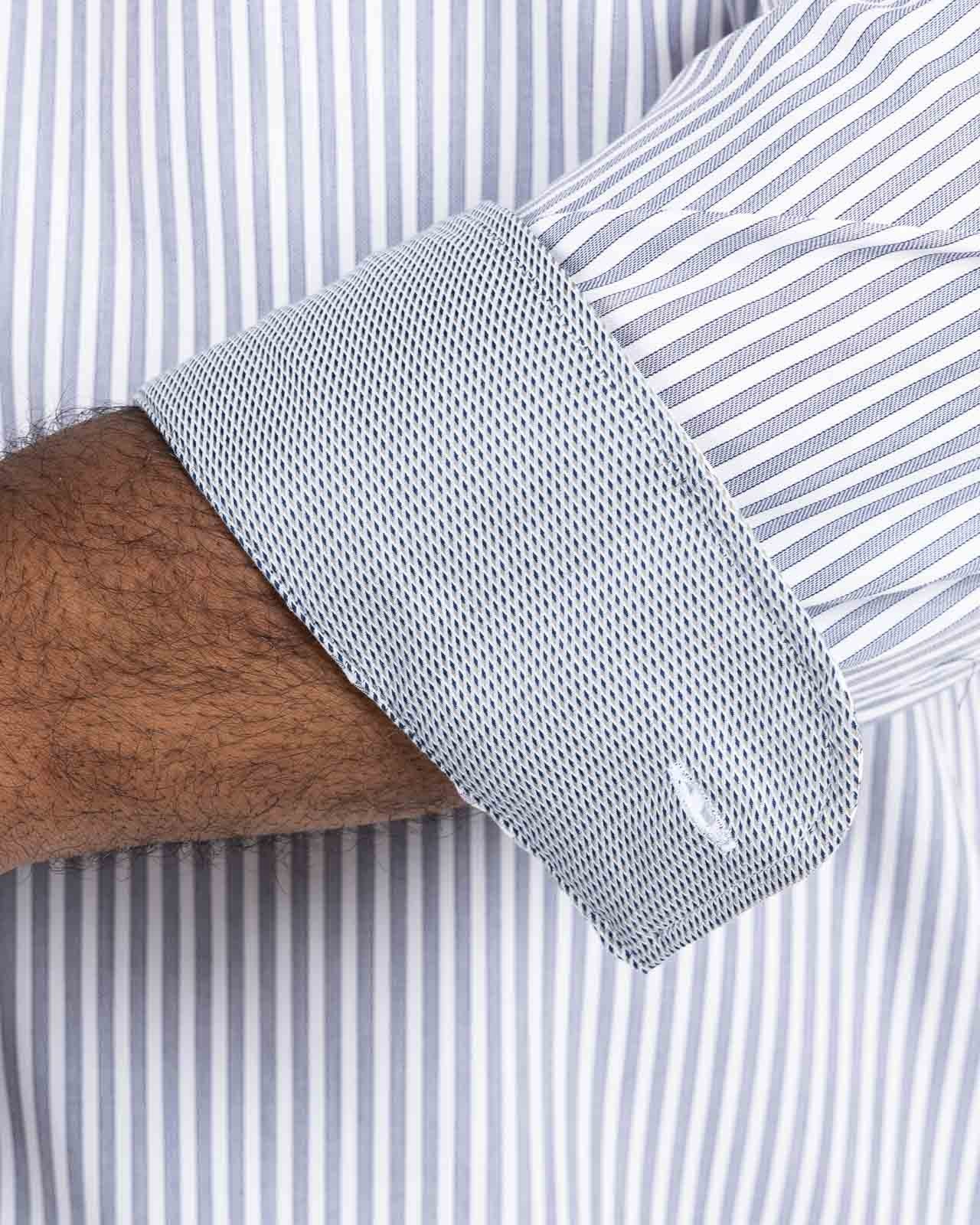 Chemise à rayures grande taille non iron bleu marine