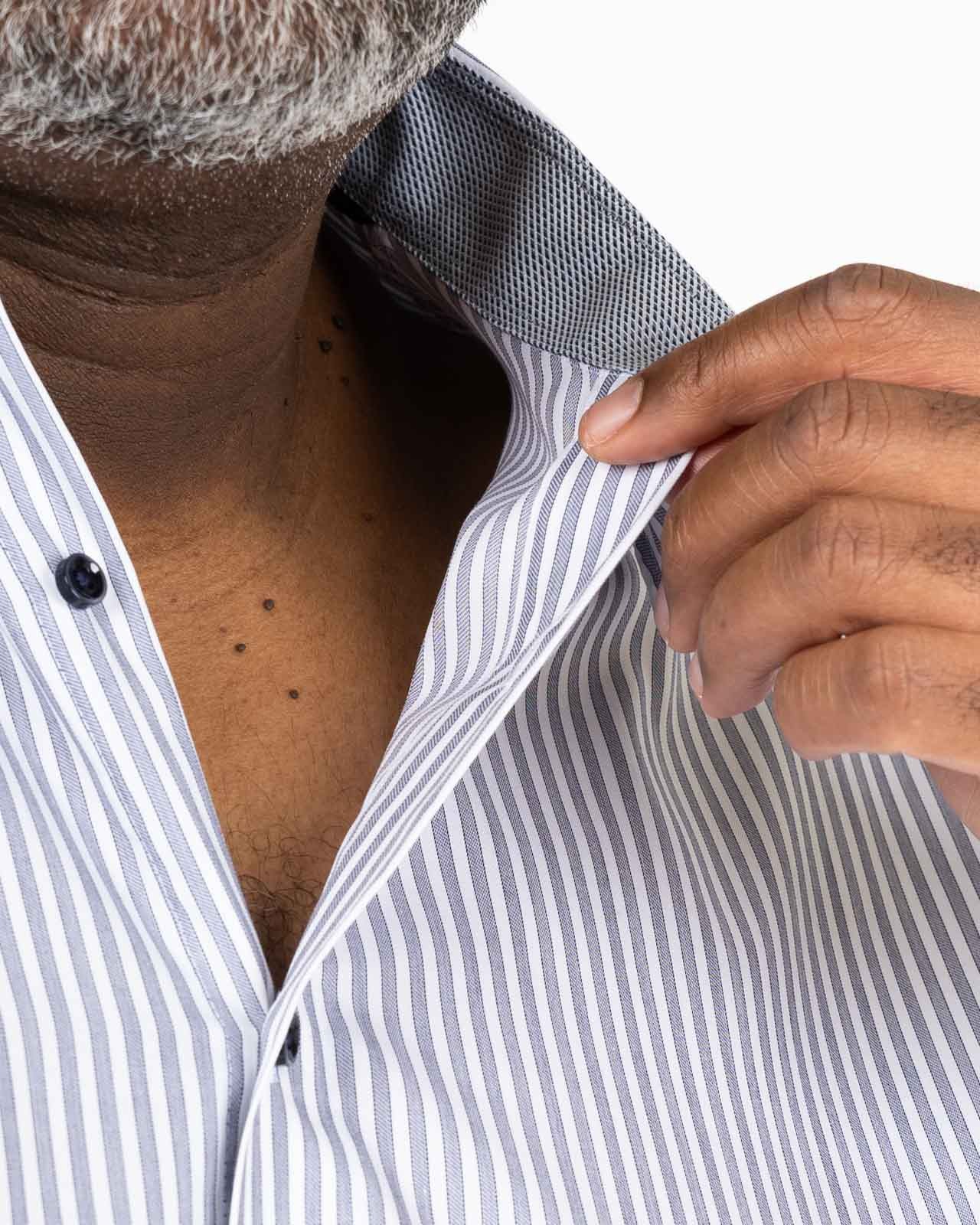 Chemise à rayures grande taille non iron bleu marine