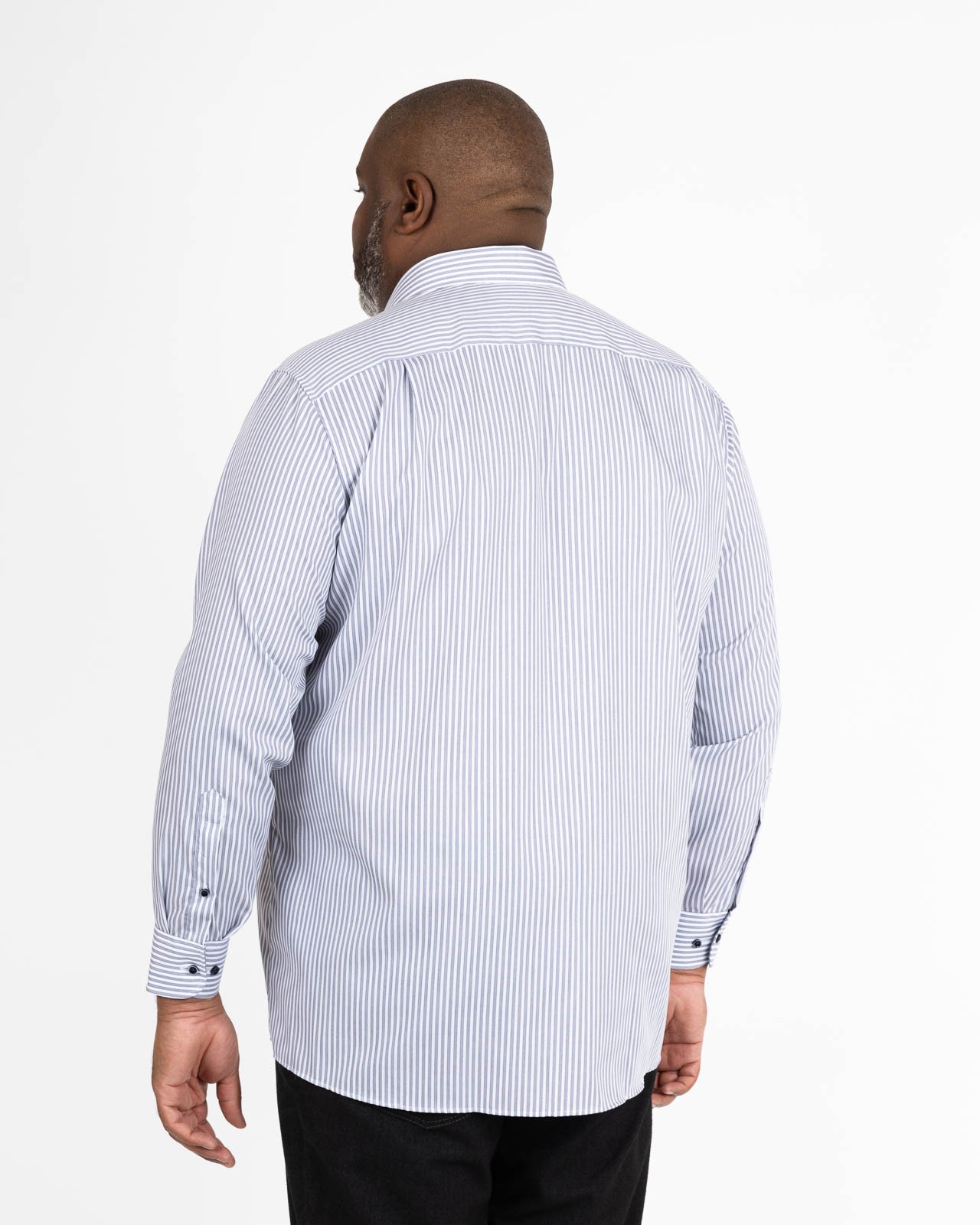 Chemise à rayures grande taille non iron bleu marine