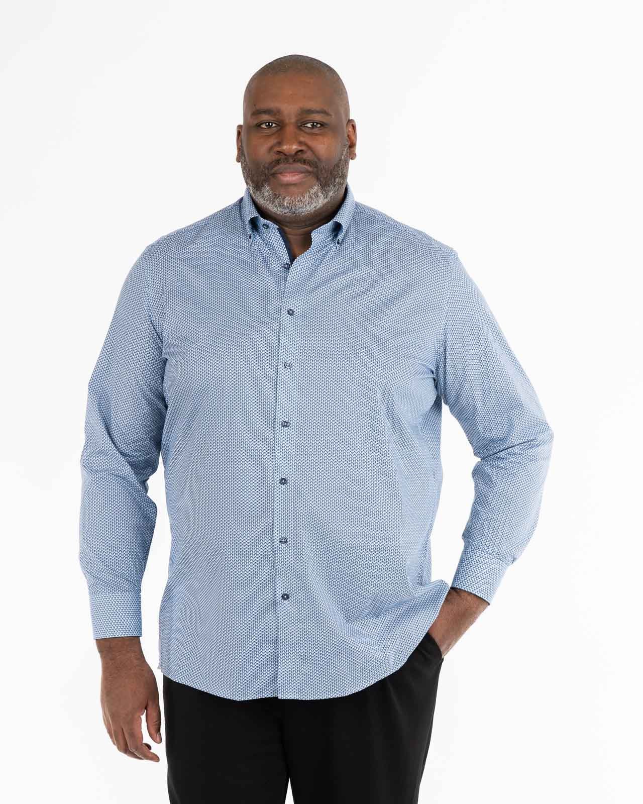 Chemise facile à repasser grande taille bleu