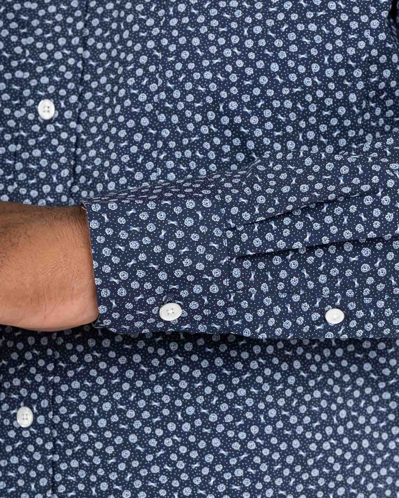 Chemise micro motif grande taille bleu marine