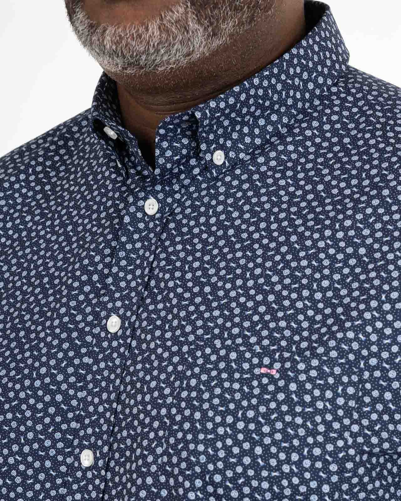 Chemise micro motif grande taille bleu marine