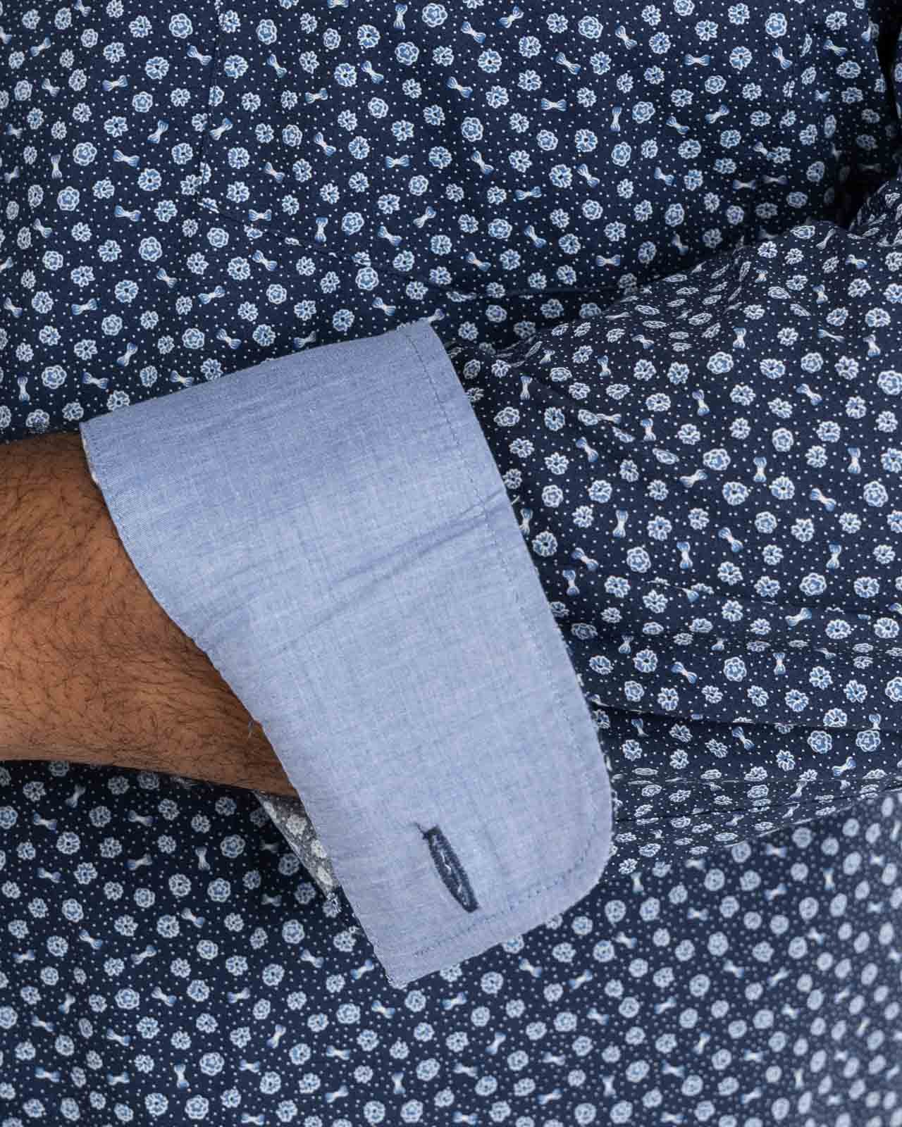 Chemise micro motif grande taille bleu marine