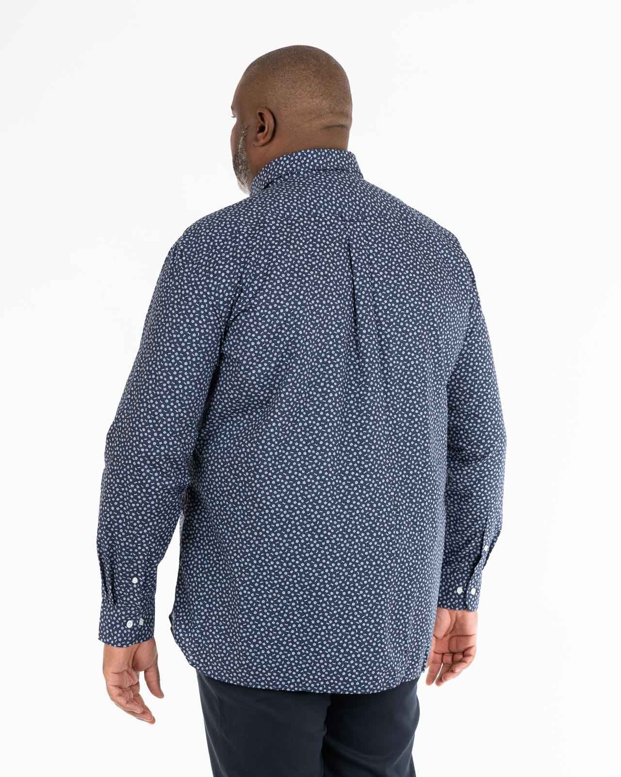 Chemise micro motif grande taille bleu marine