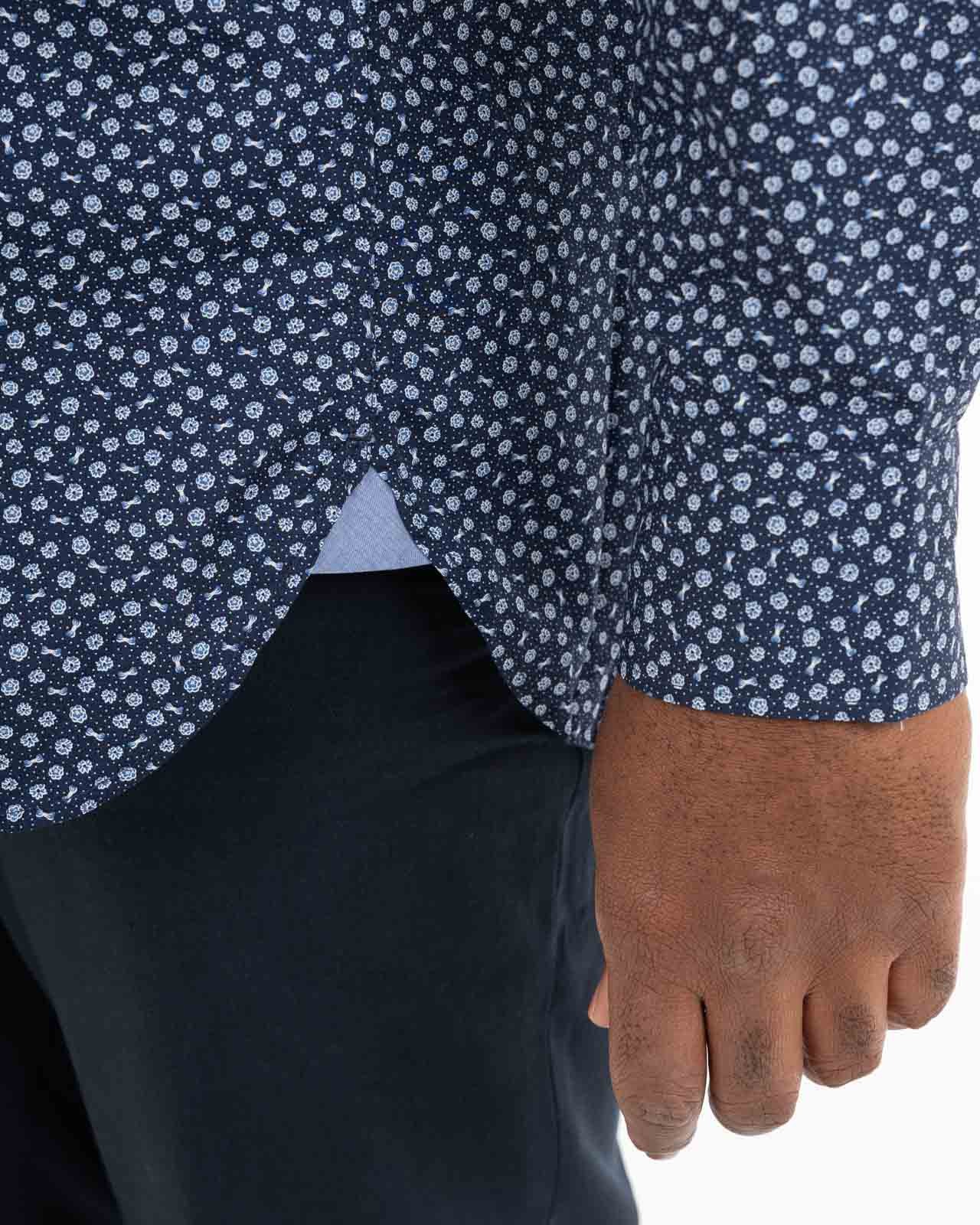 Chemise micro motif grande taille bleu marine