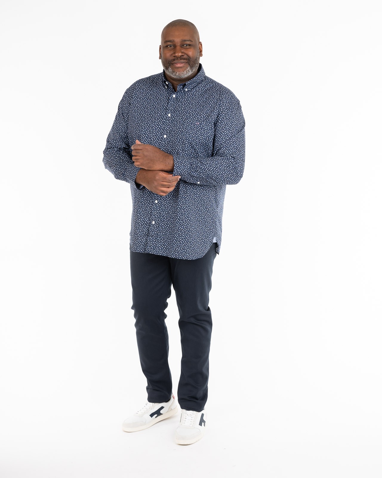 Chemise micro motif grande taille bleu marine