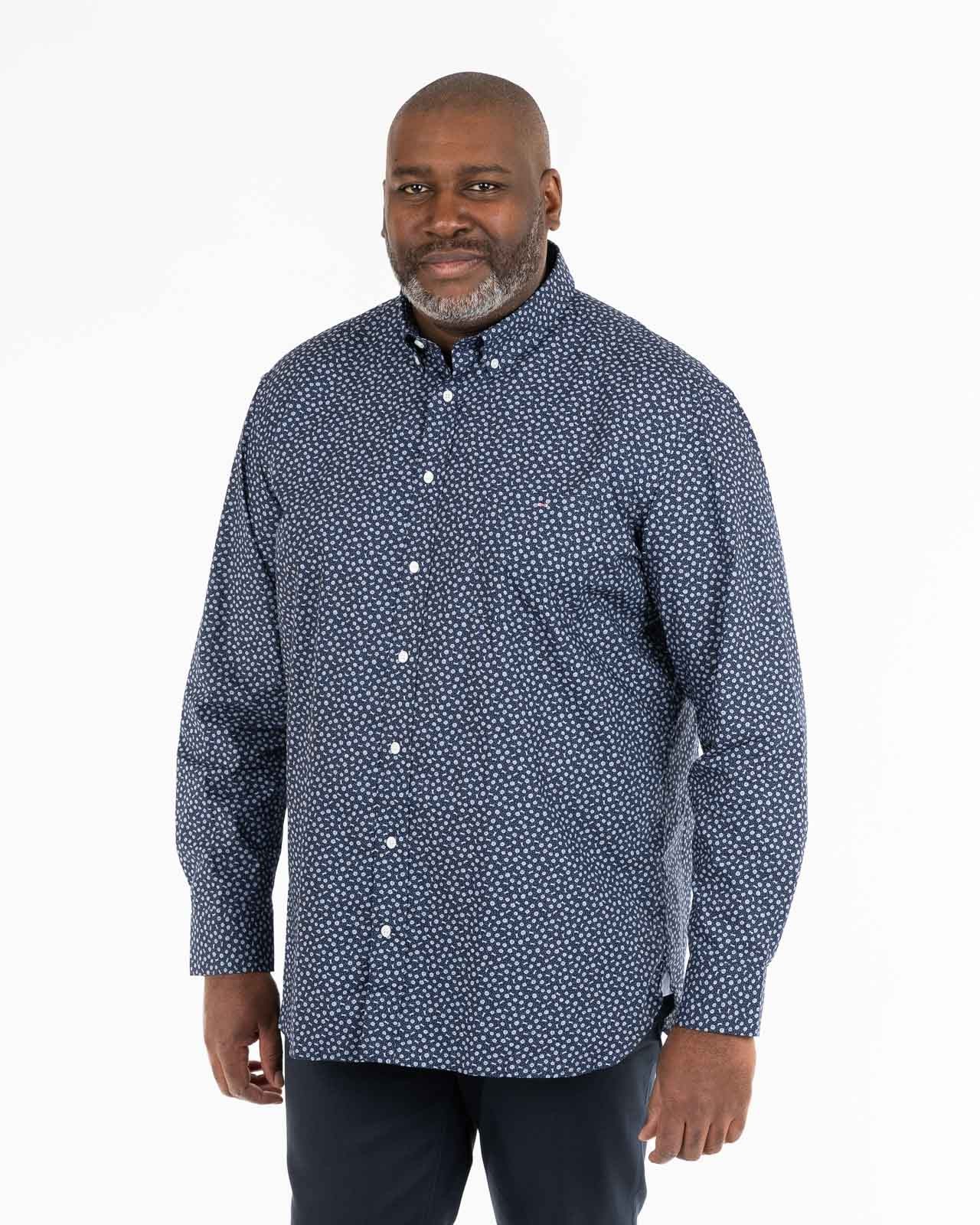 Chemise micro motif grande taille bleu marine