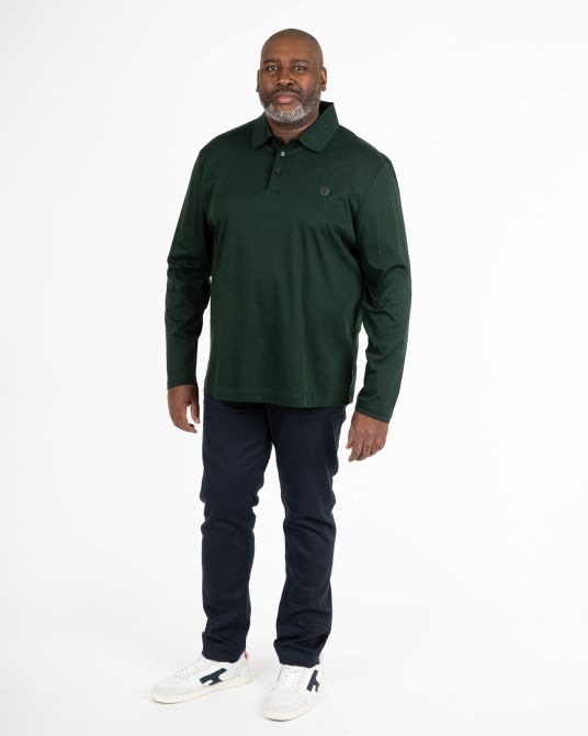 Polo manches longues mercerisé grande taille vert