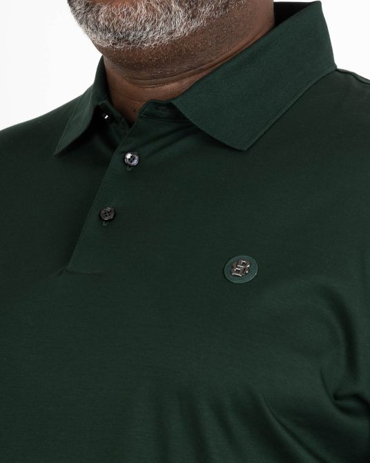 Polo manches longues mercerisé grande taille vert