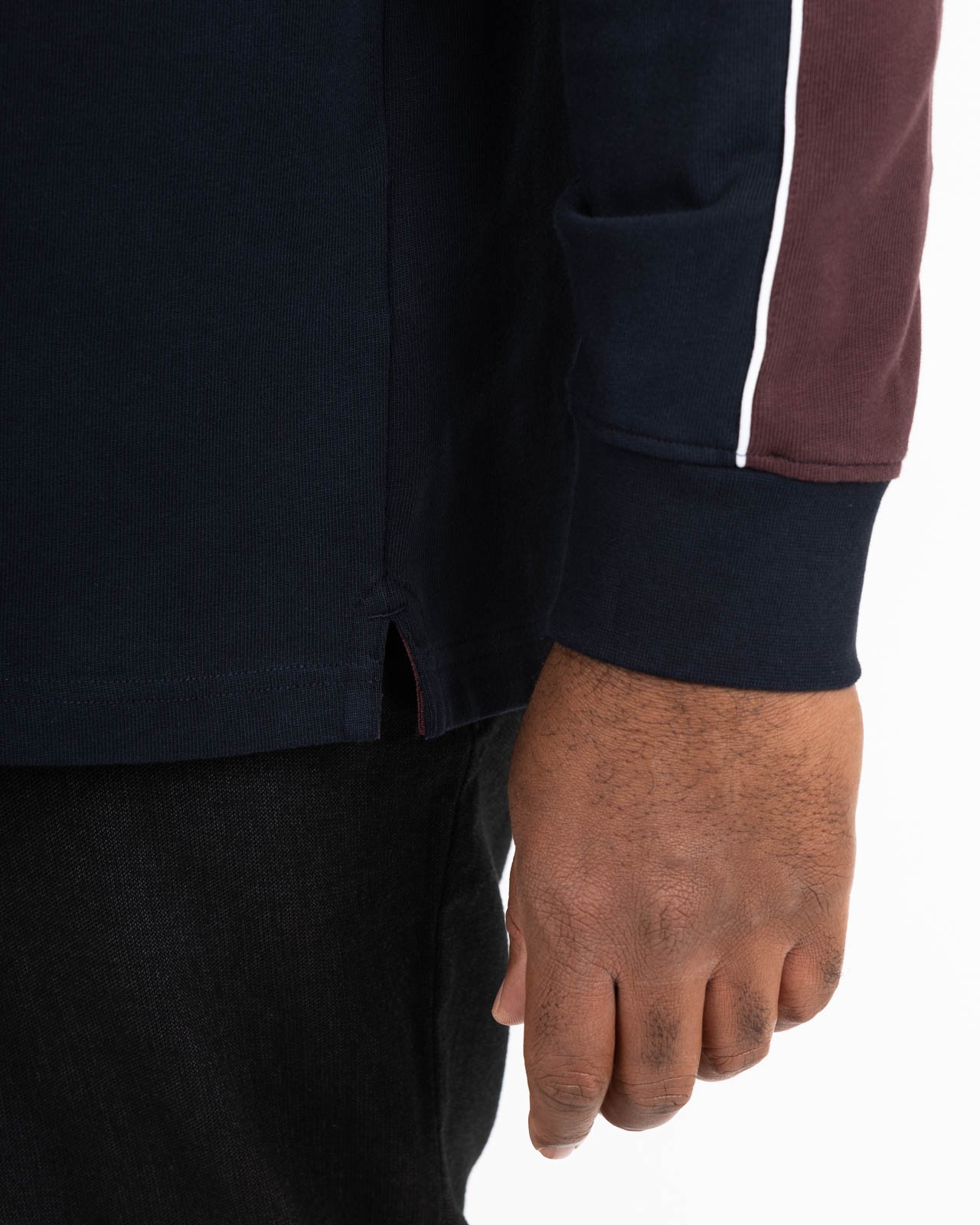 Polo manches longues jersey color block grande taille marron