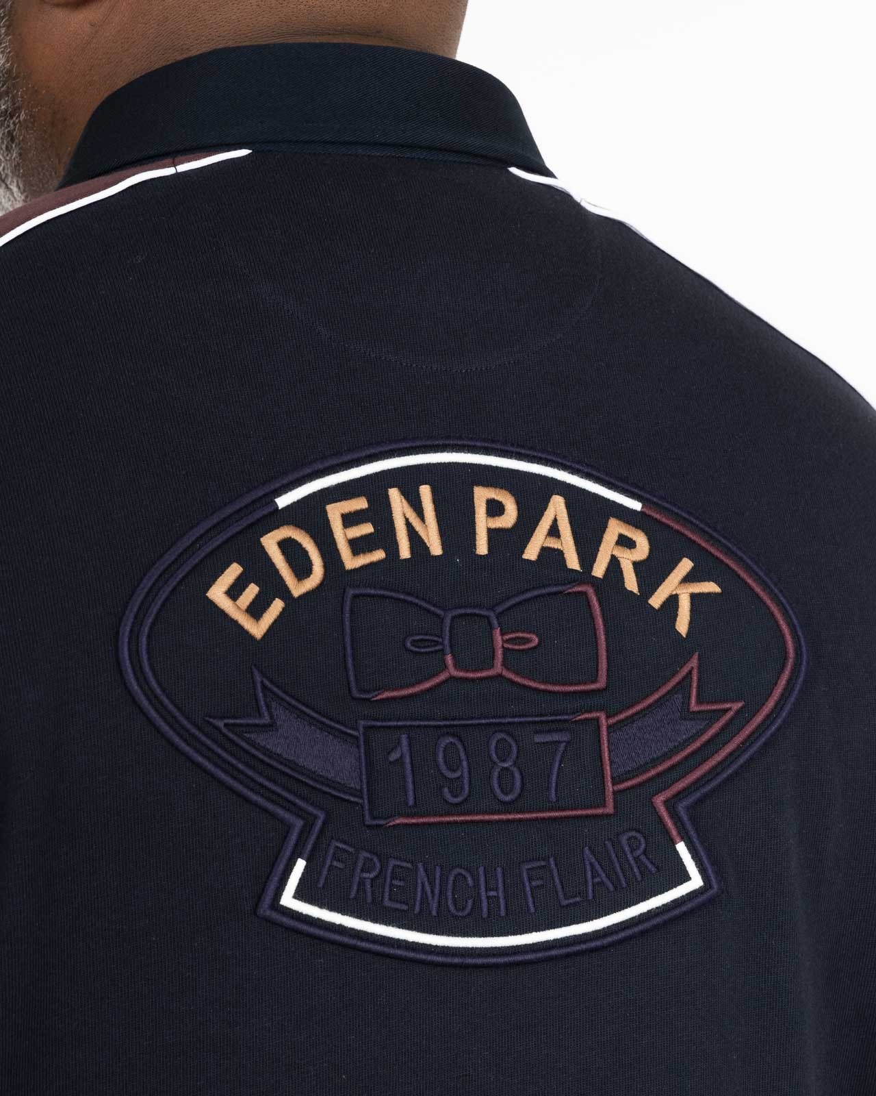 Polo manches longues jersey color block grande taille marron