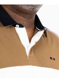 Polo manches longues jersey color block grande taille marron