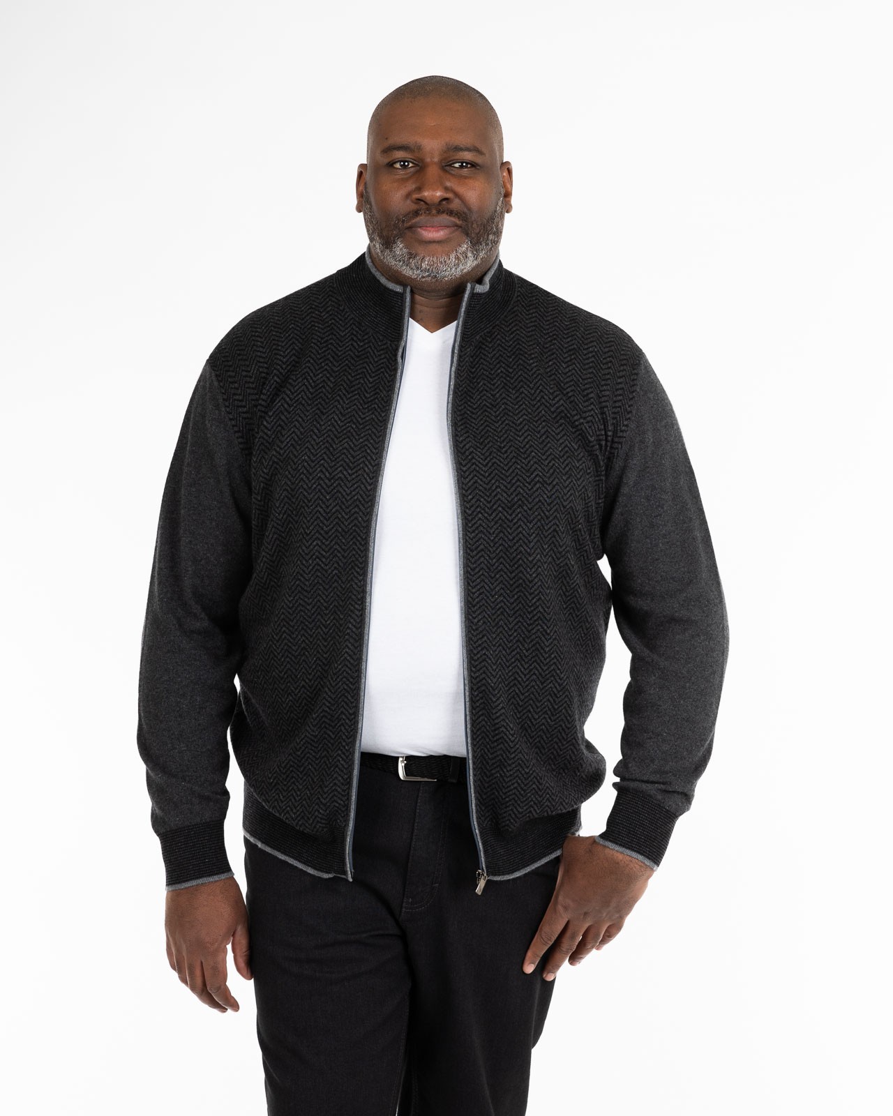 Gilet zippé chevron grande taille anthracite