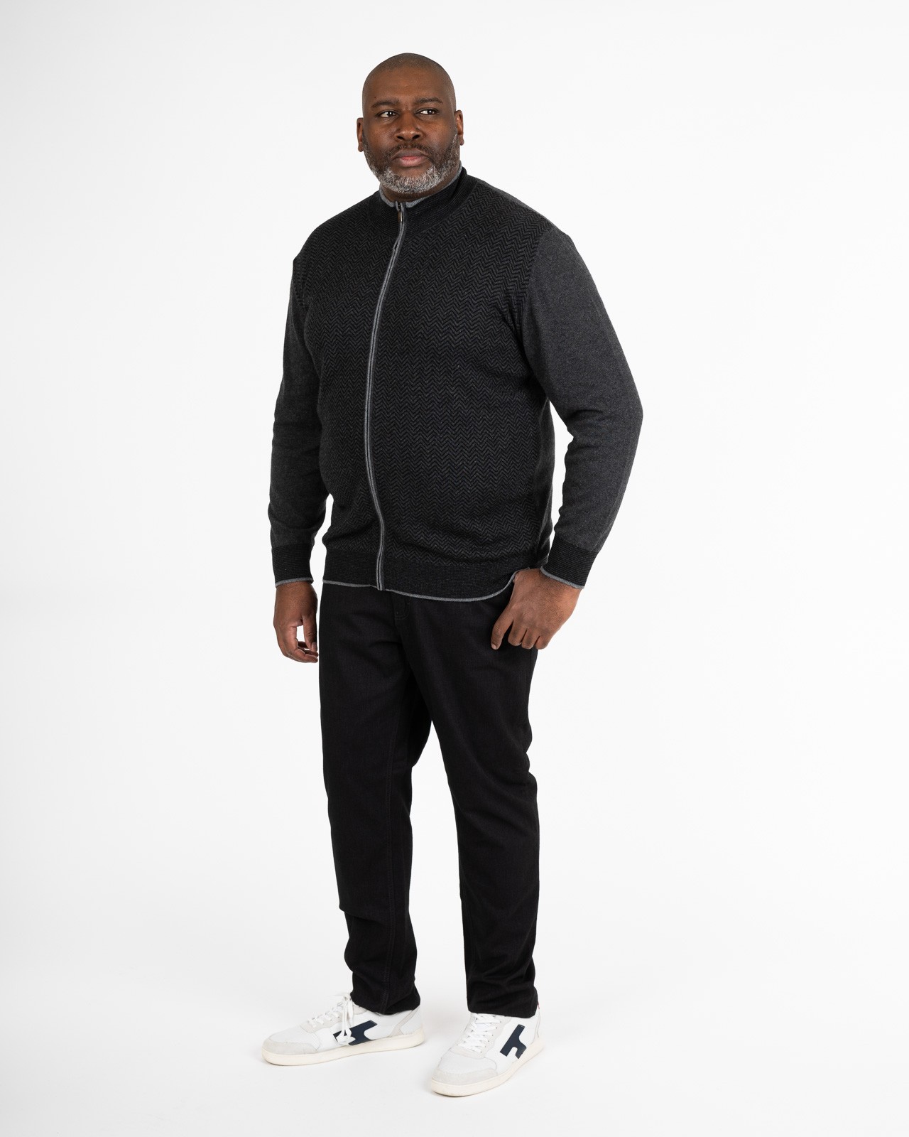 Gilet zippé chevron grande taille anthracite