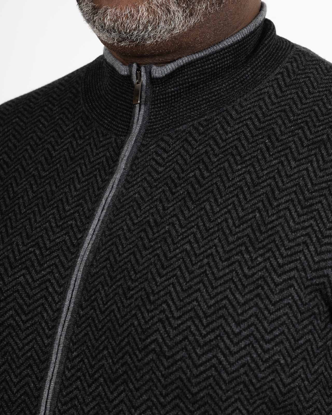 Gilet zippé chevron grande taille anthracite