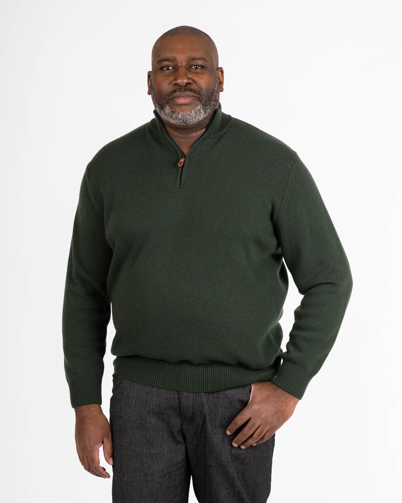 Pull cachemire grande taille vert foncé