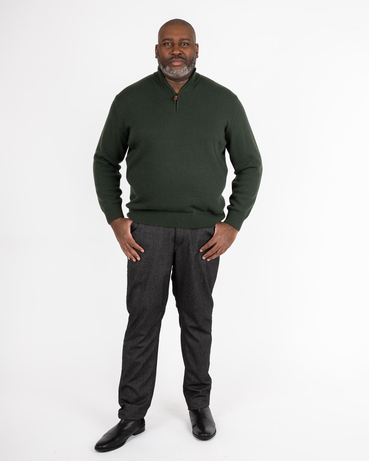 Pull cachemire grande taille vert foncé