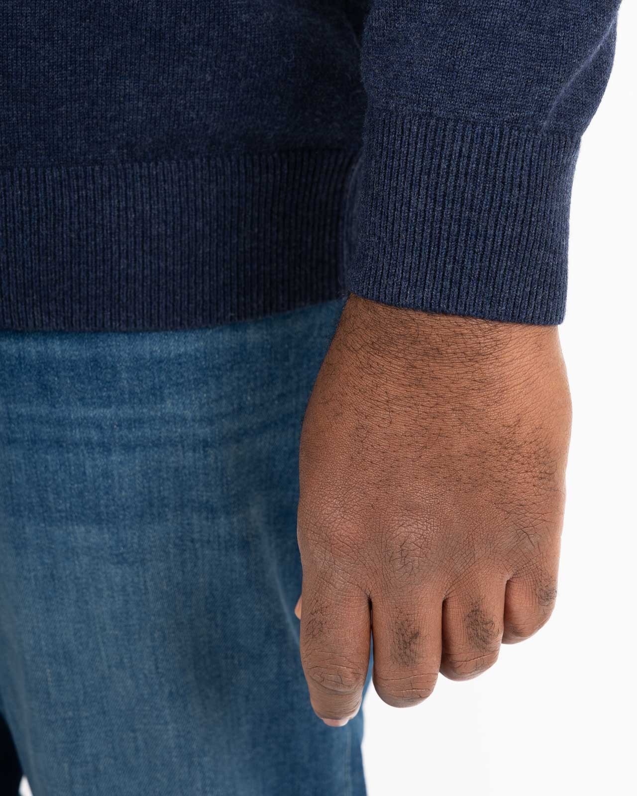 Pull en laine et coton grande taille bleu marine