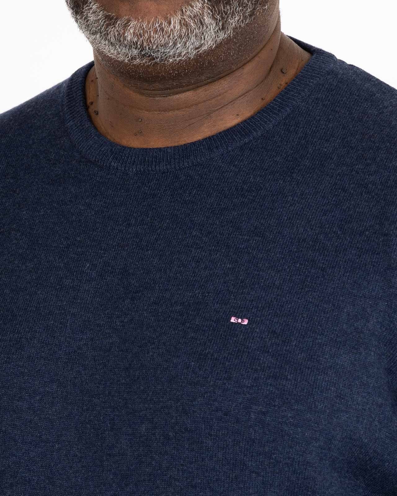 Pull en laine et coton grande taille bleu marine