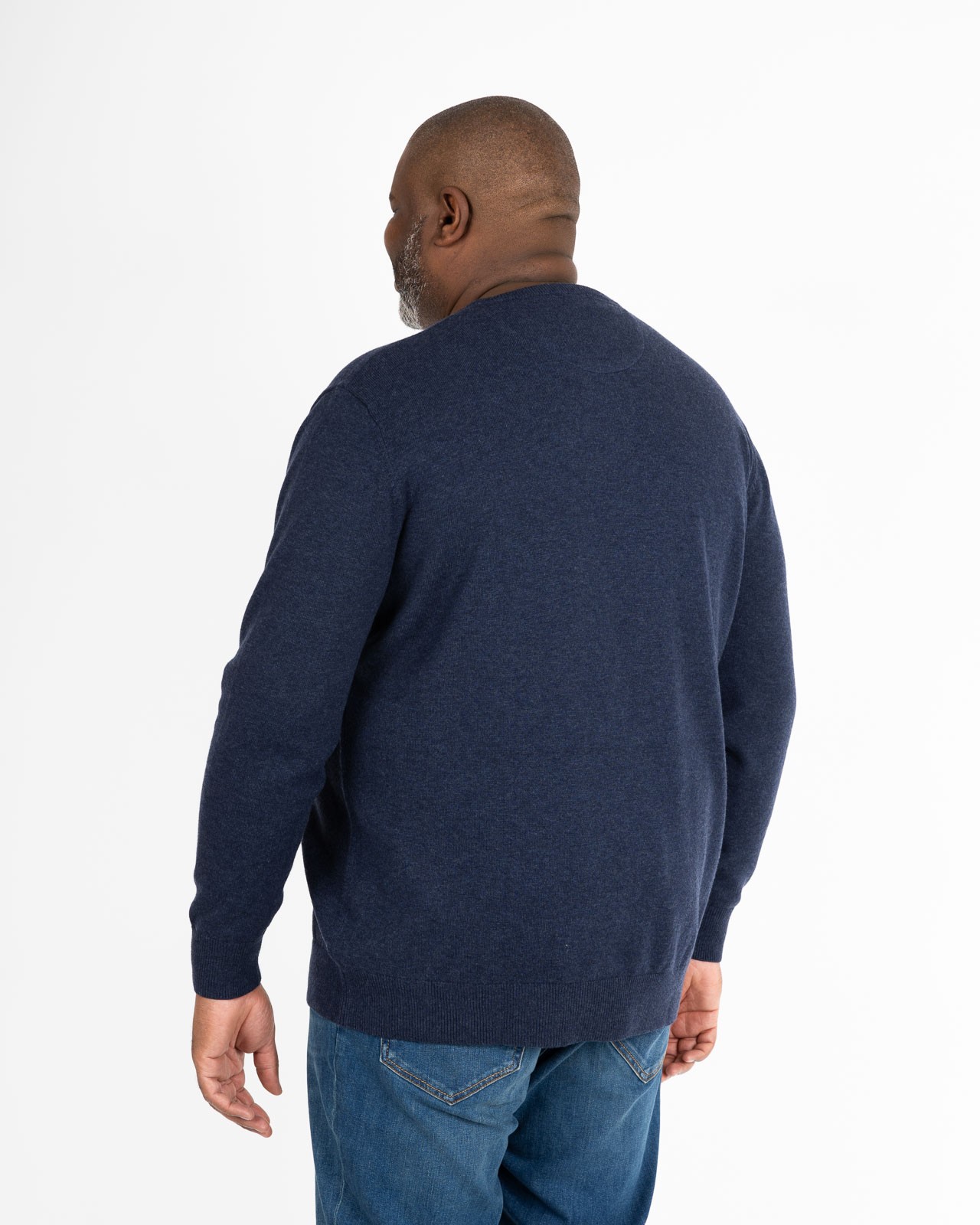 Pull en laine et coton grande taille bleu marine