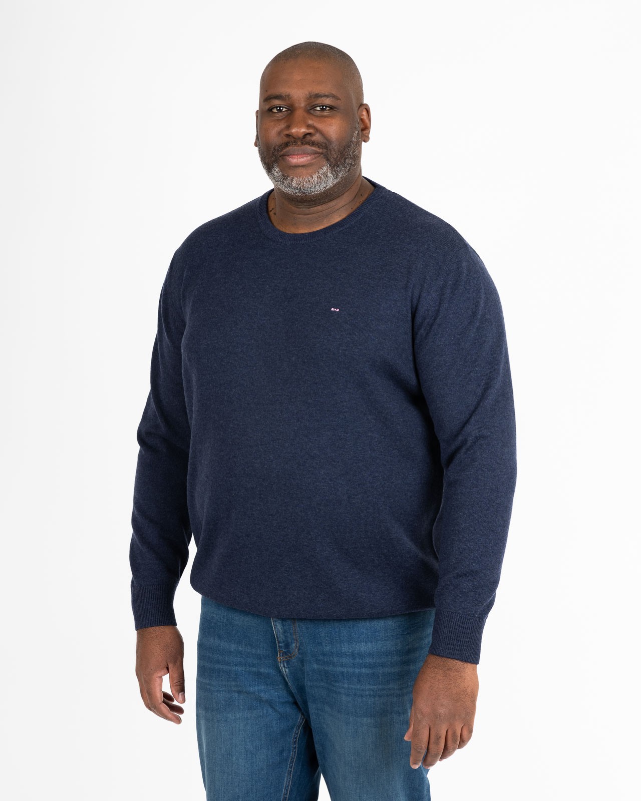 Pull en laine et coton grande taille bleu marine