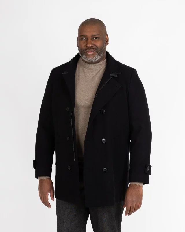 Manteau caban pour homme grand noir