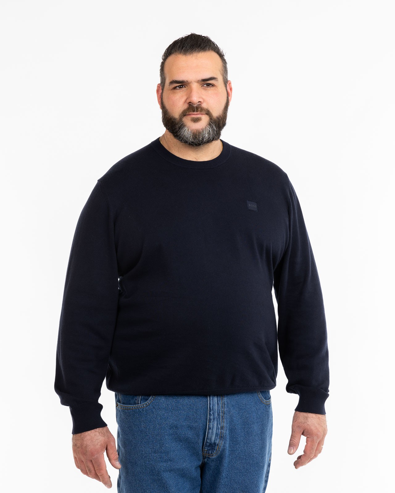 Pull en coton cachemire grande taille bleu marine