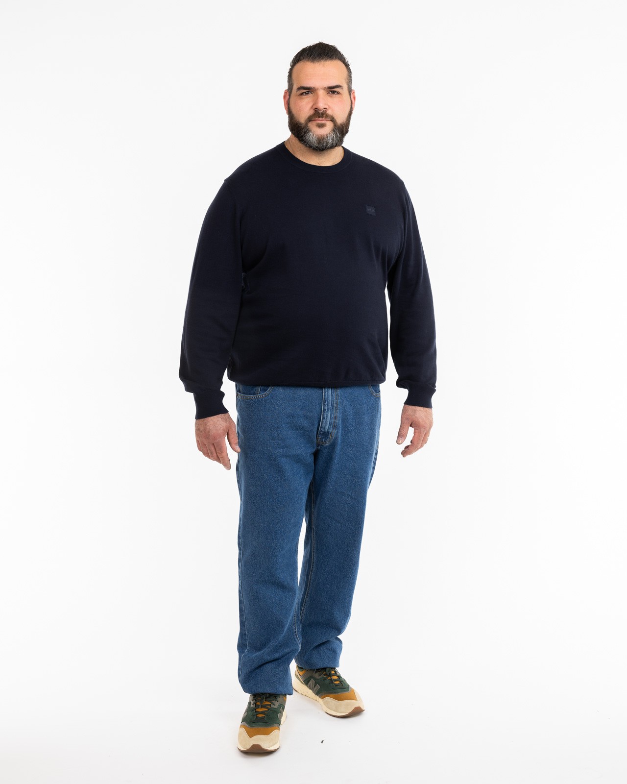 Pull en coton cachemire grande taille bleu marine