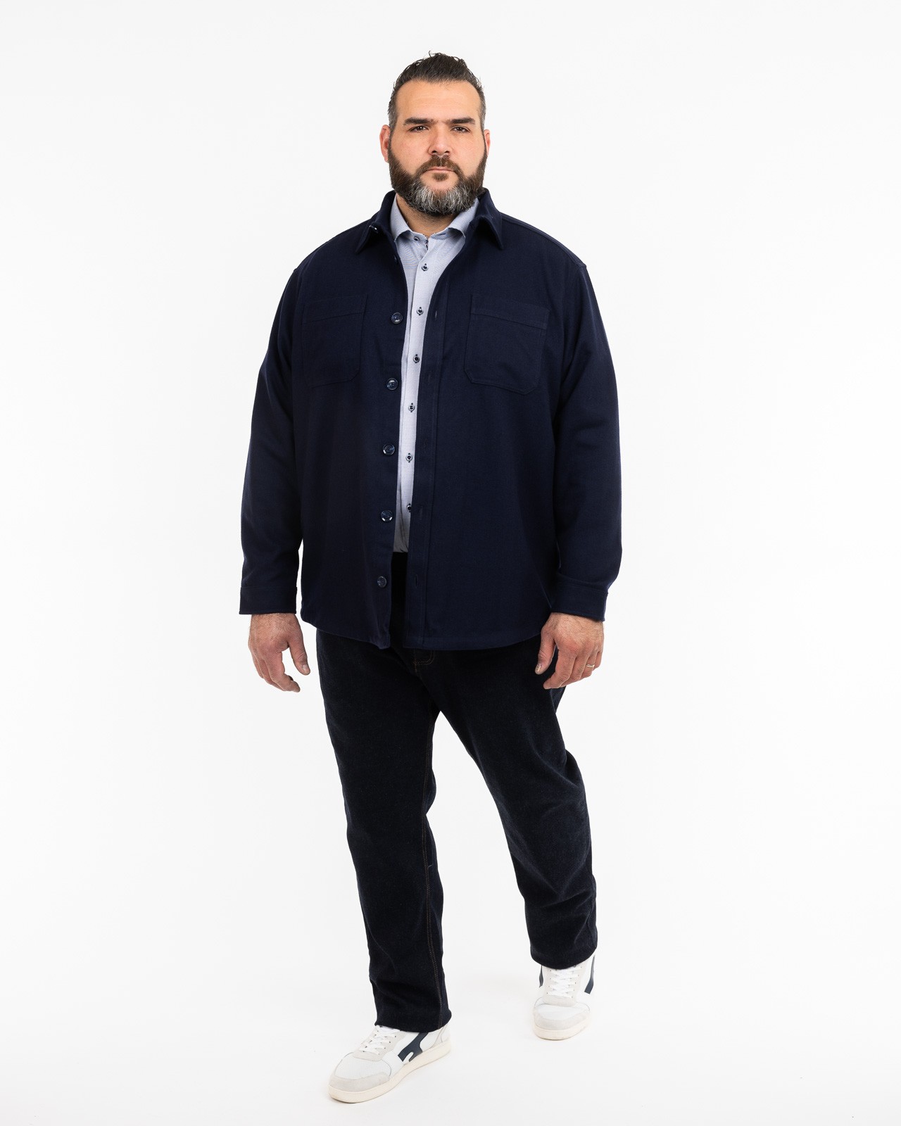 Surchemise en laine grande taille bleu marine