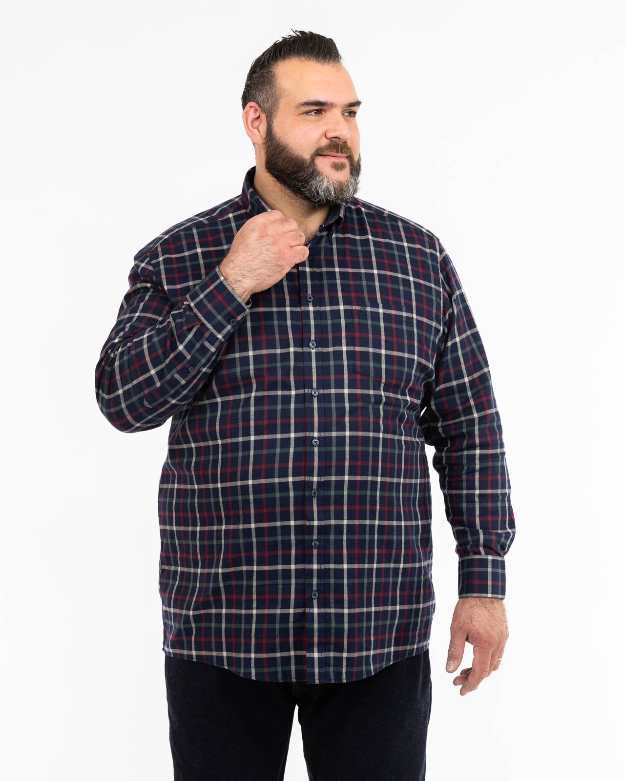Chemise à carreaux grande taille bleu marine