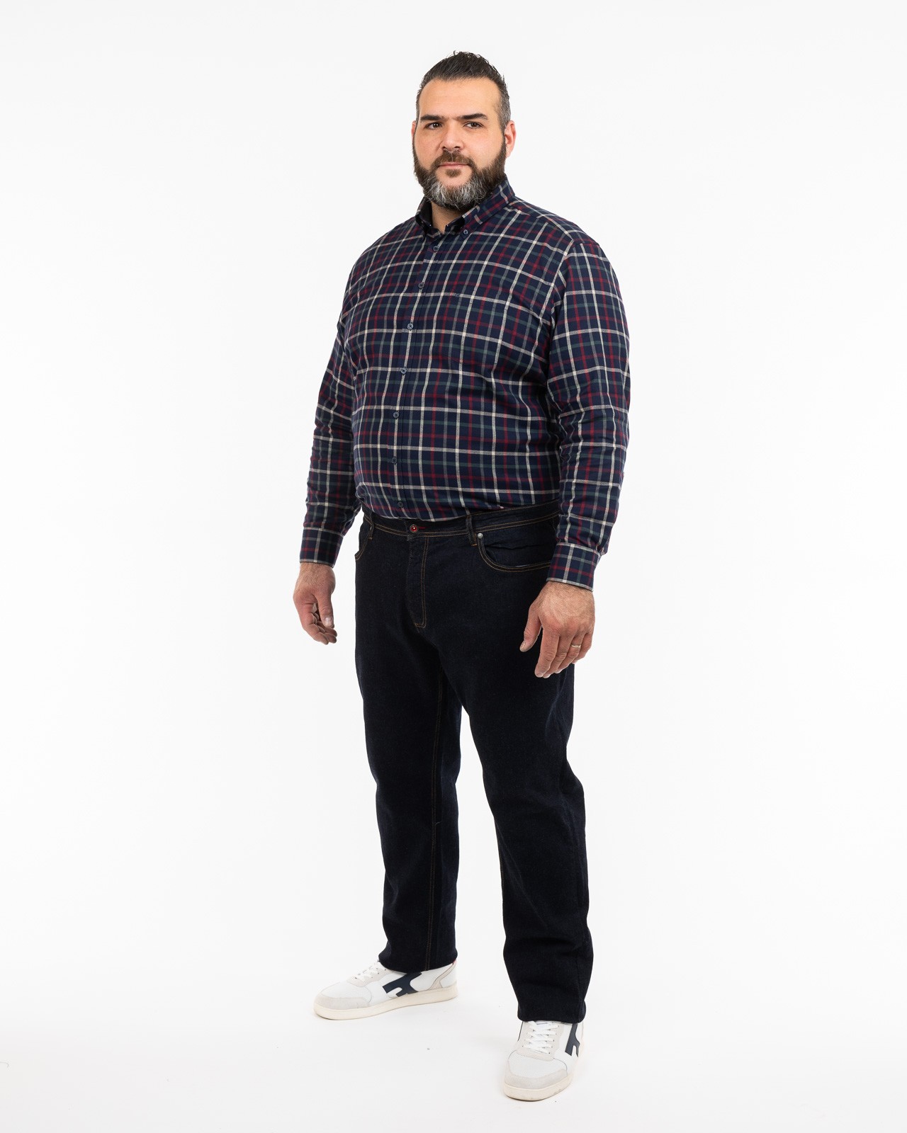 Chemise à carreaux grande taille bleu marine