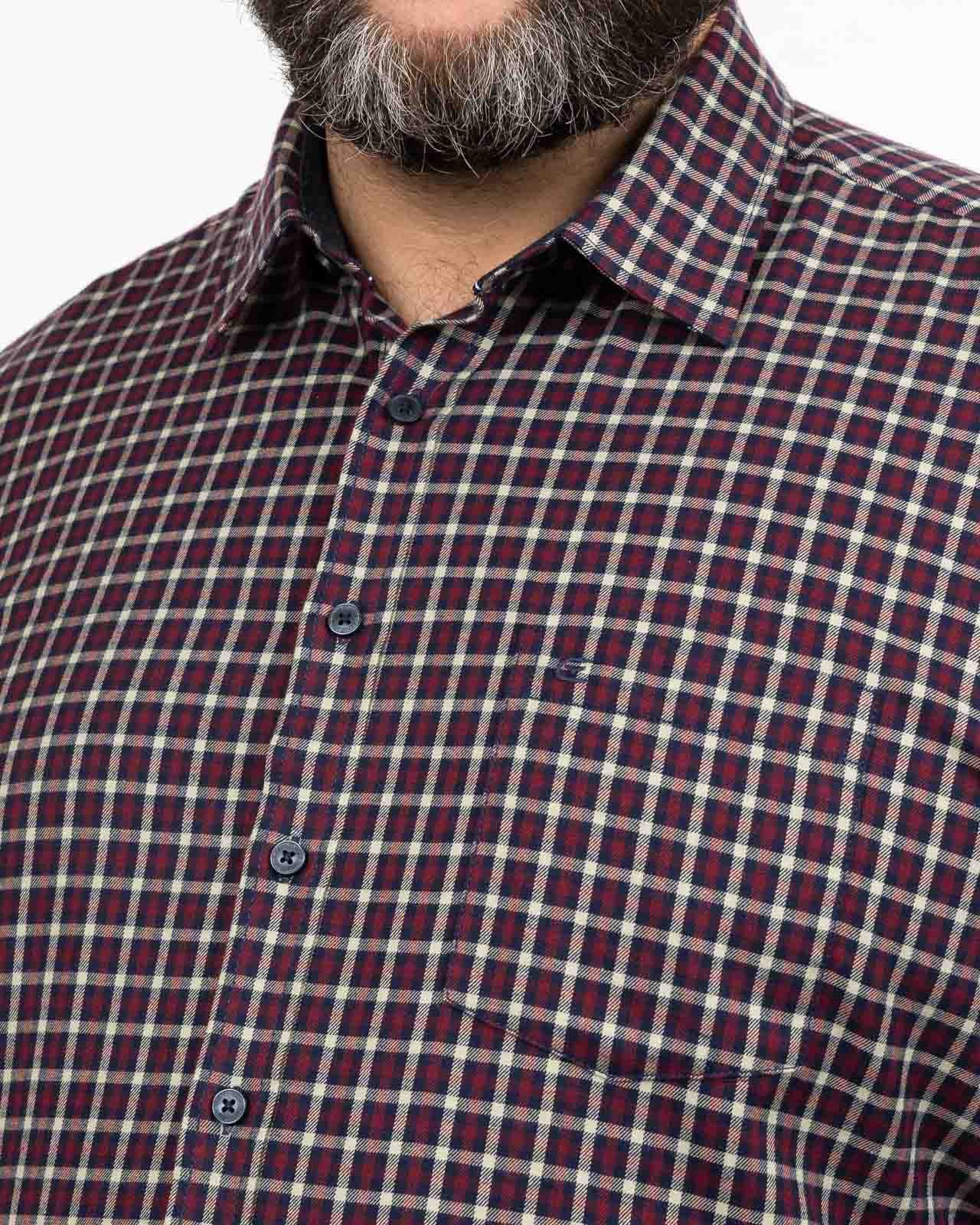 Chemise à petits carreaux grande taille bordeaux
