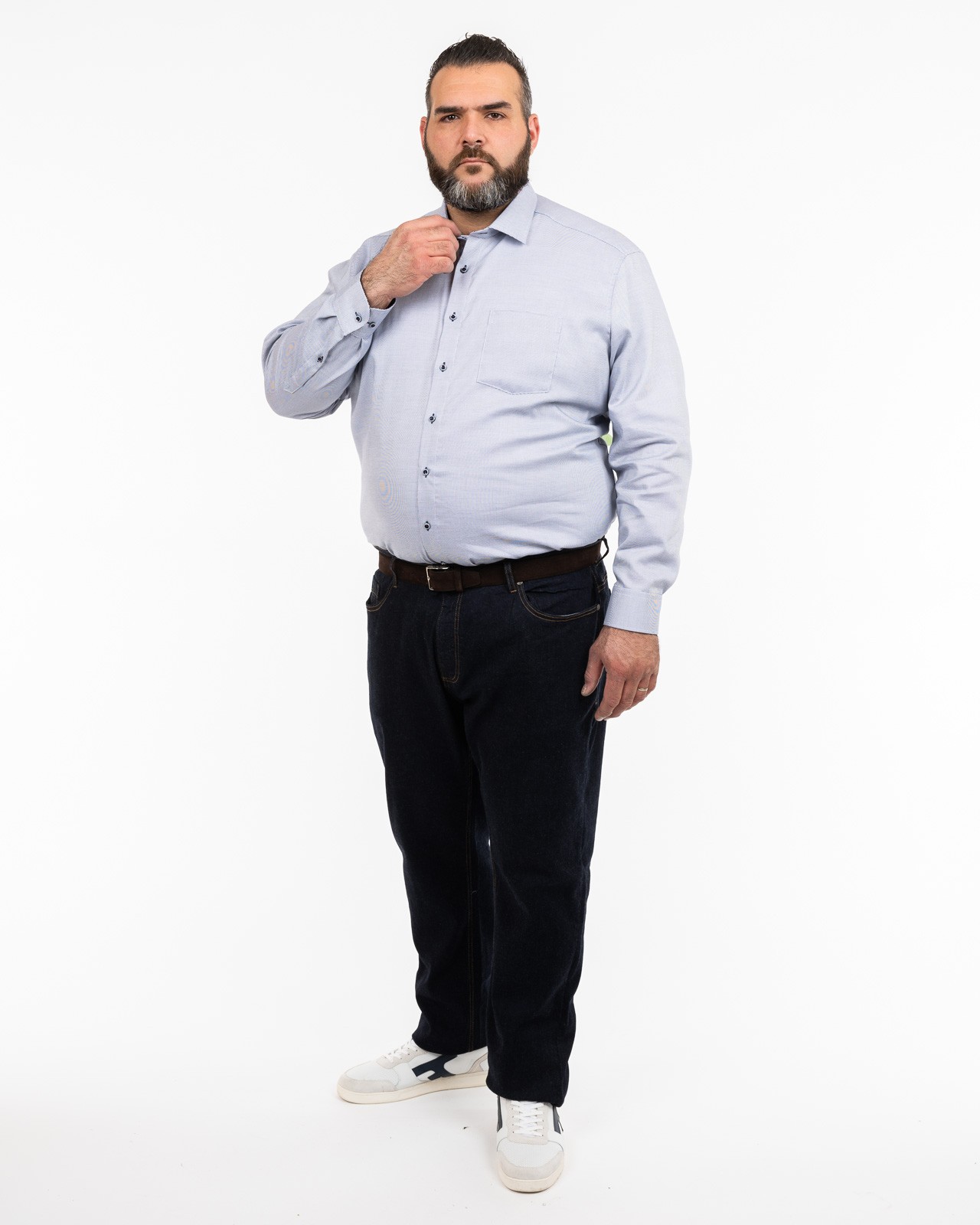 Chemise fantaisie facile à repasser grande taille gris