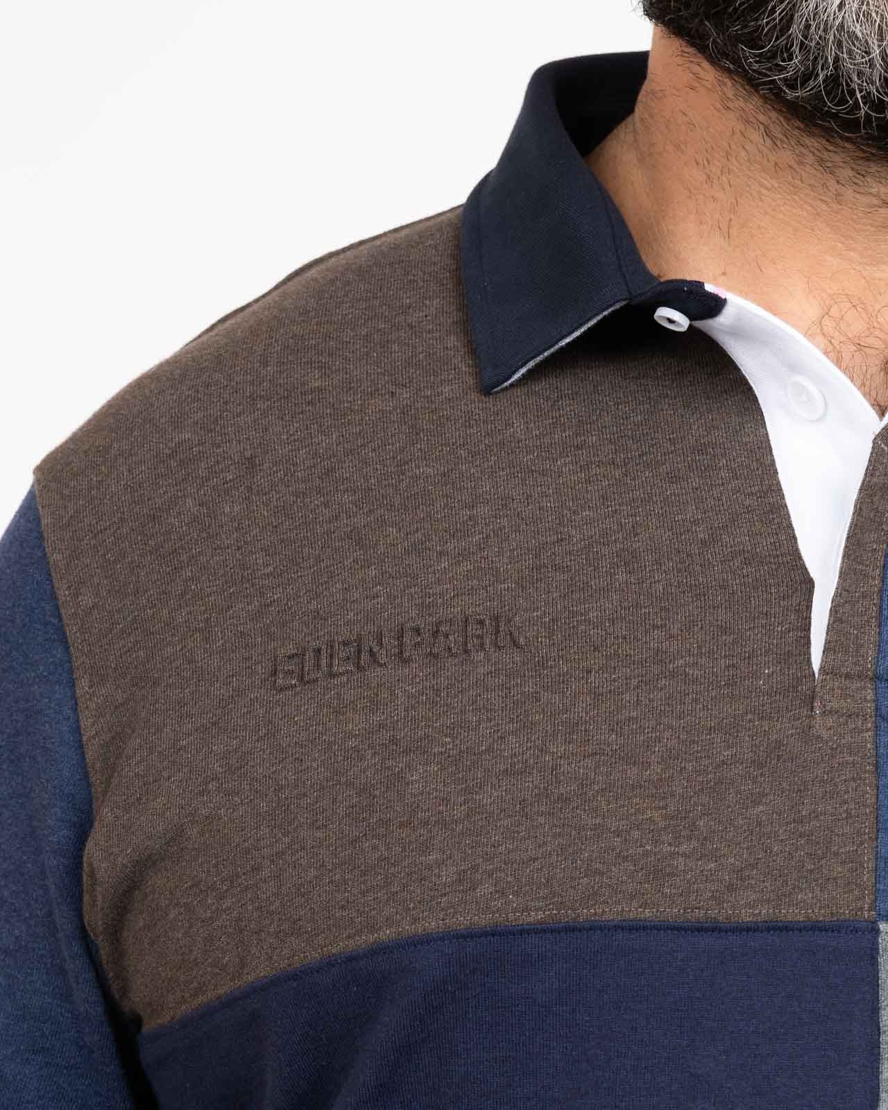 Polo manches longues jersey barbarian grande taille marron