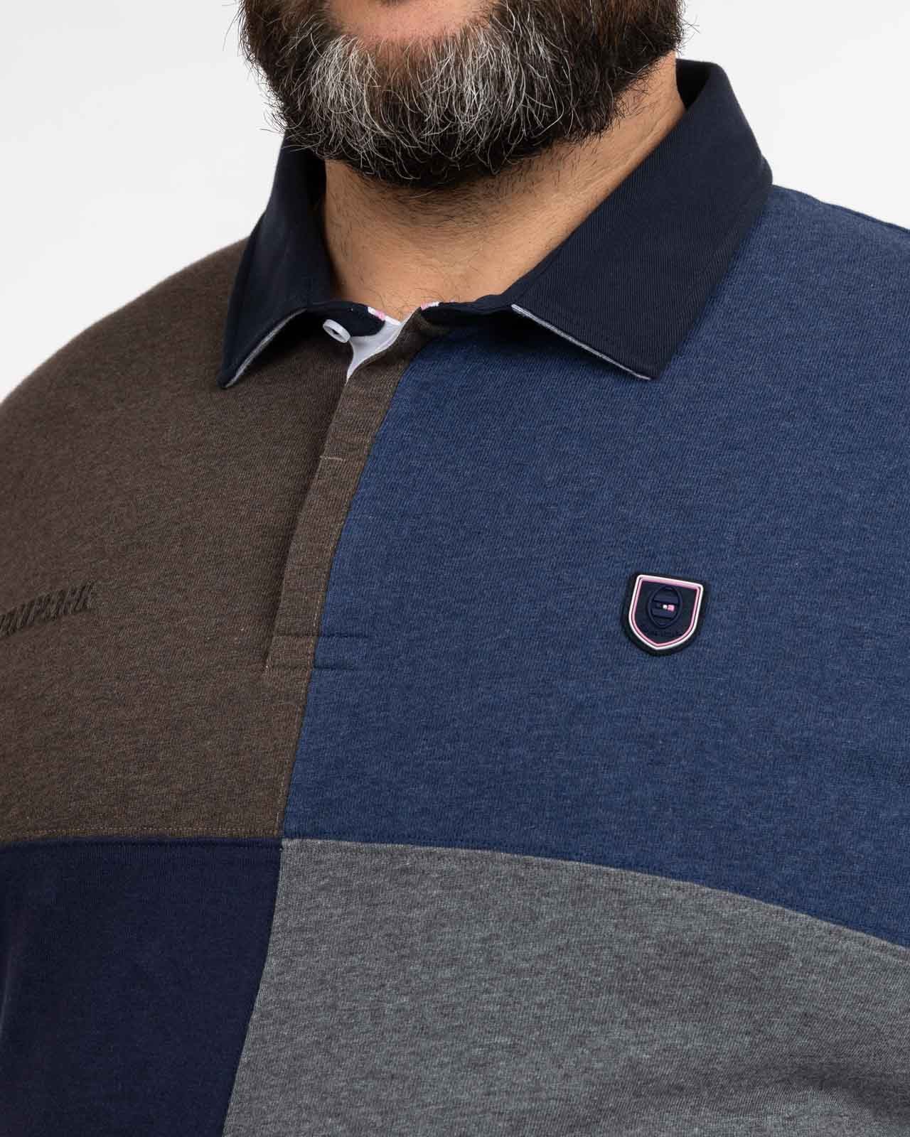 Polo manches longues jersey barbarian grande taille marron