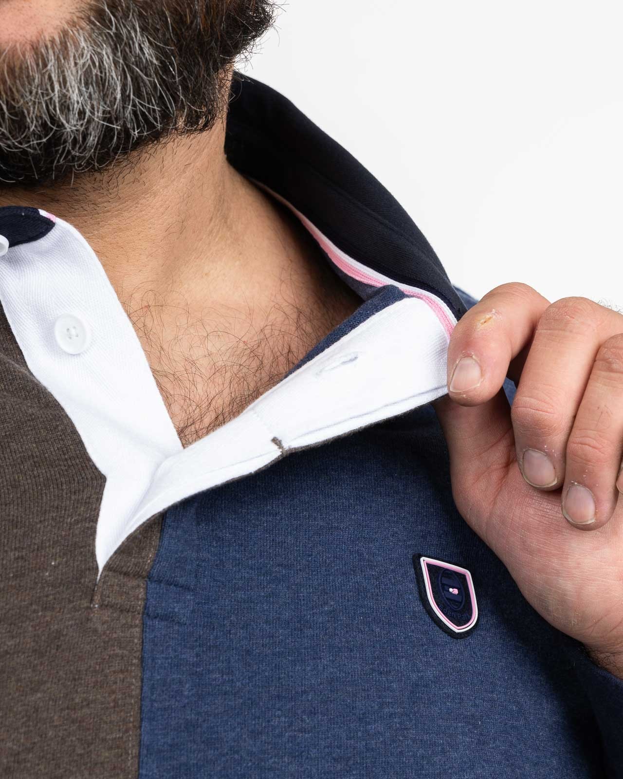 Polo manches longues jersey barbarian grande taille marron