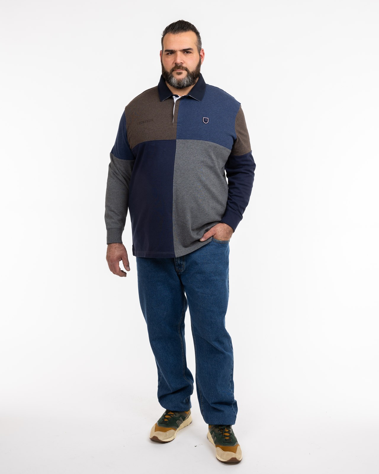 Polo manches longues jersey barbarian grande taille marron