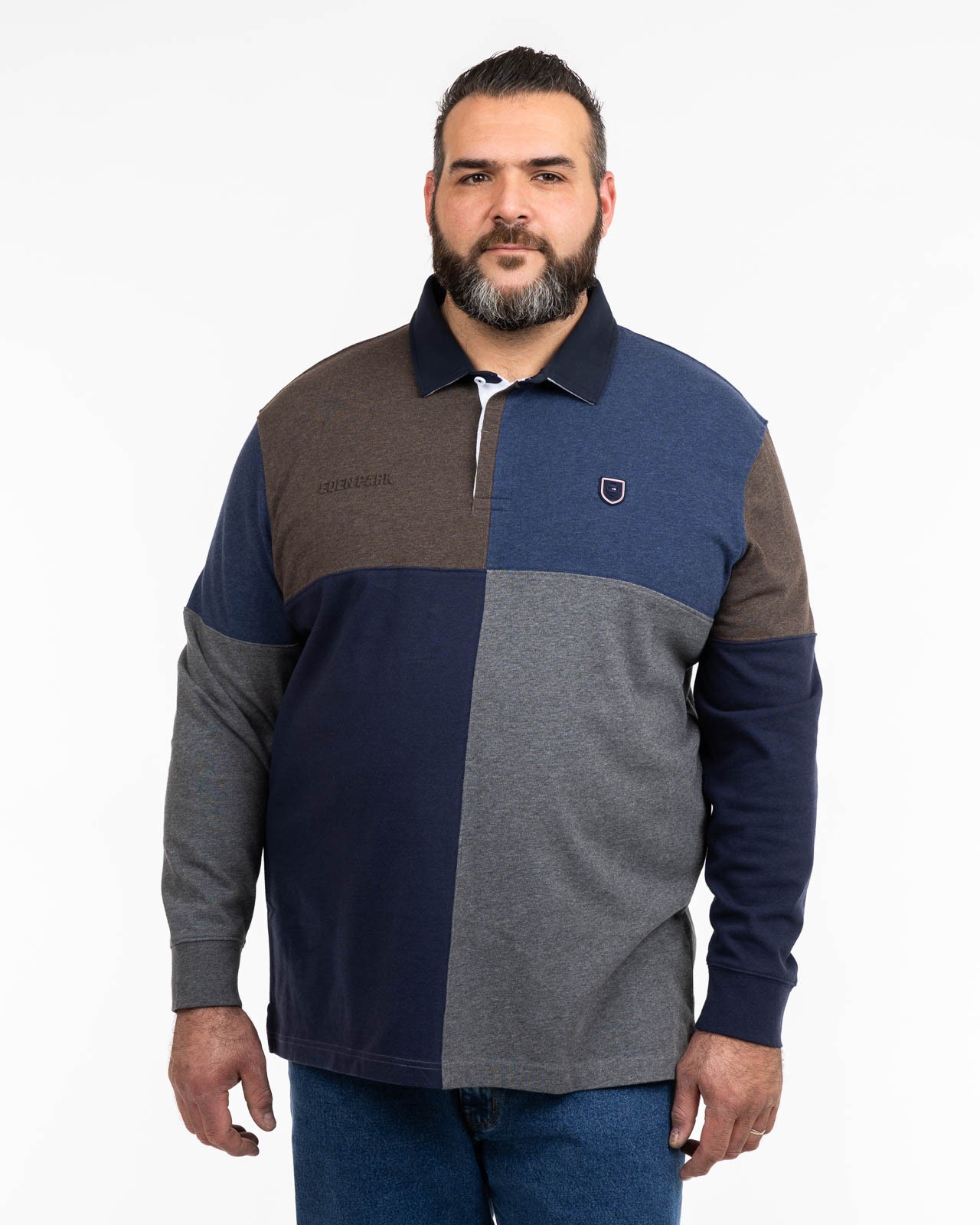 Polo manches longues jersey barbarian grande taille marron