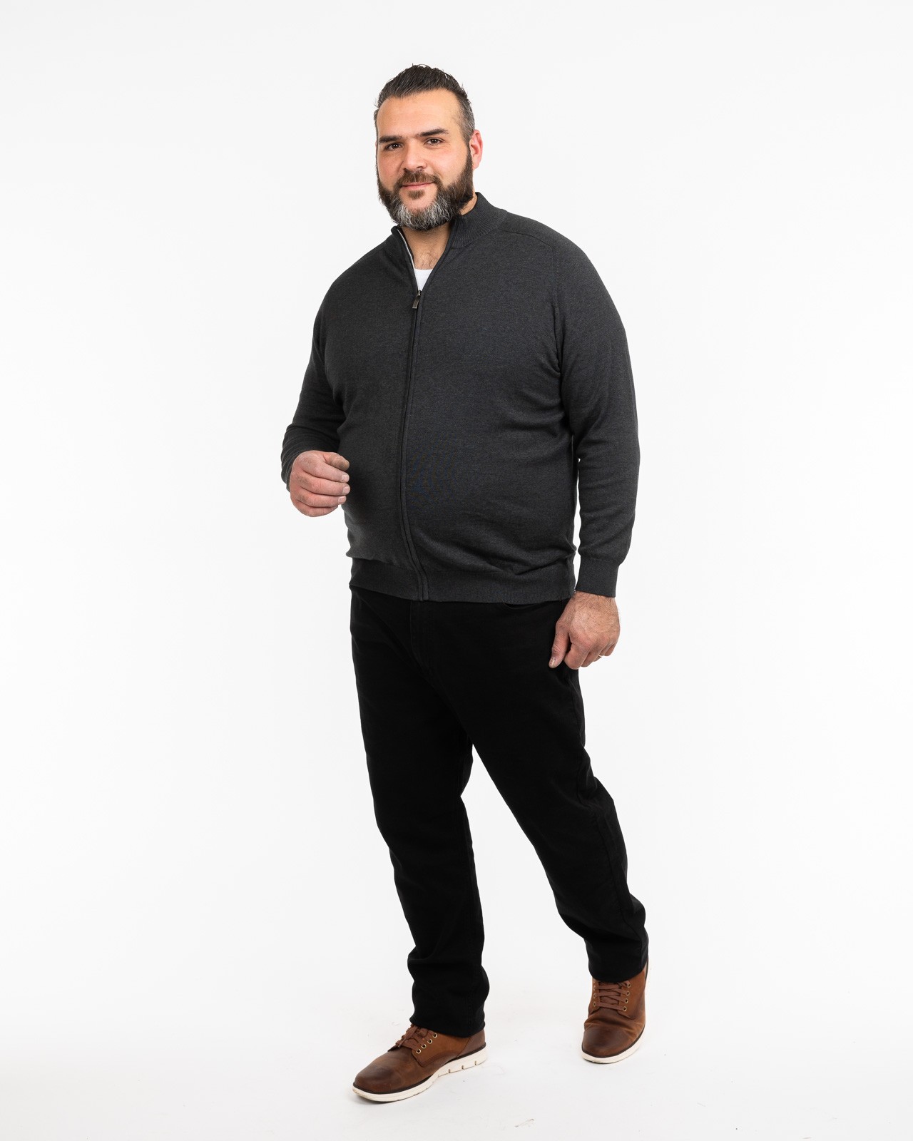 Gilet zippé en coton grande taille gris