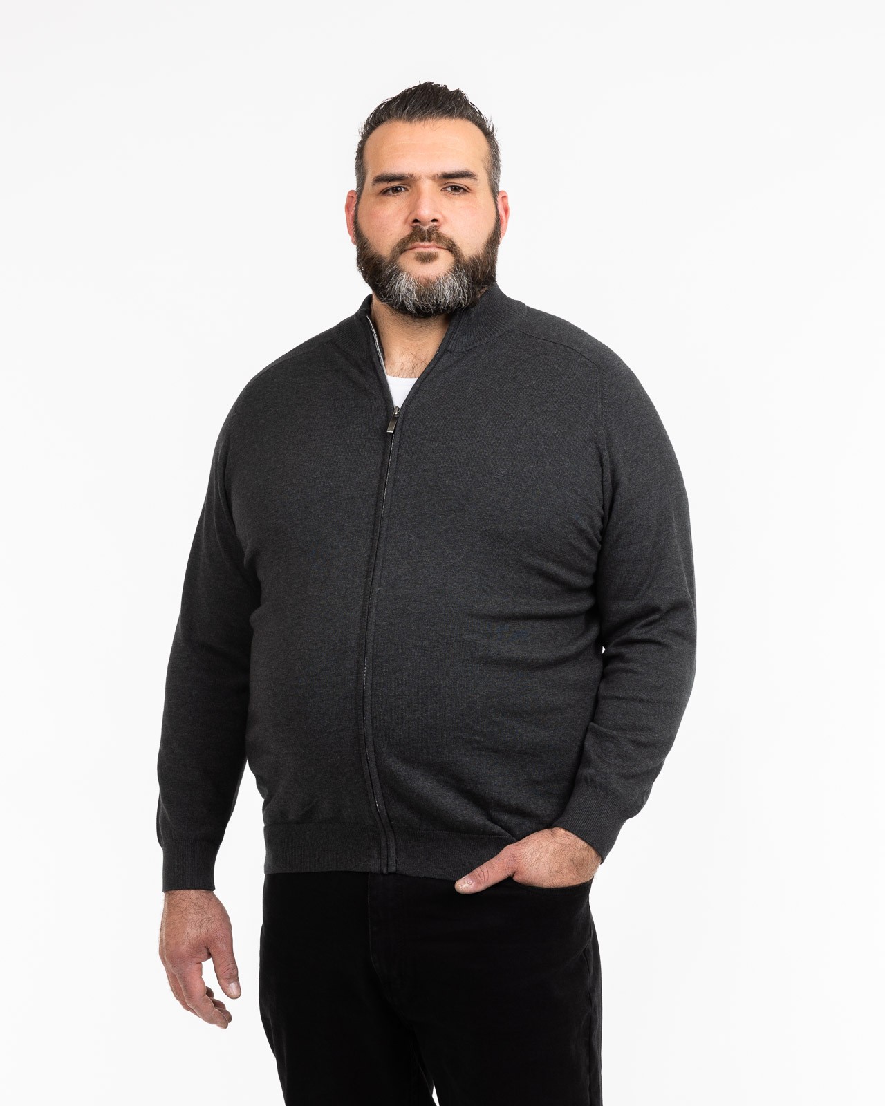 Gilet zippé en coton grande taille gris