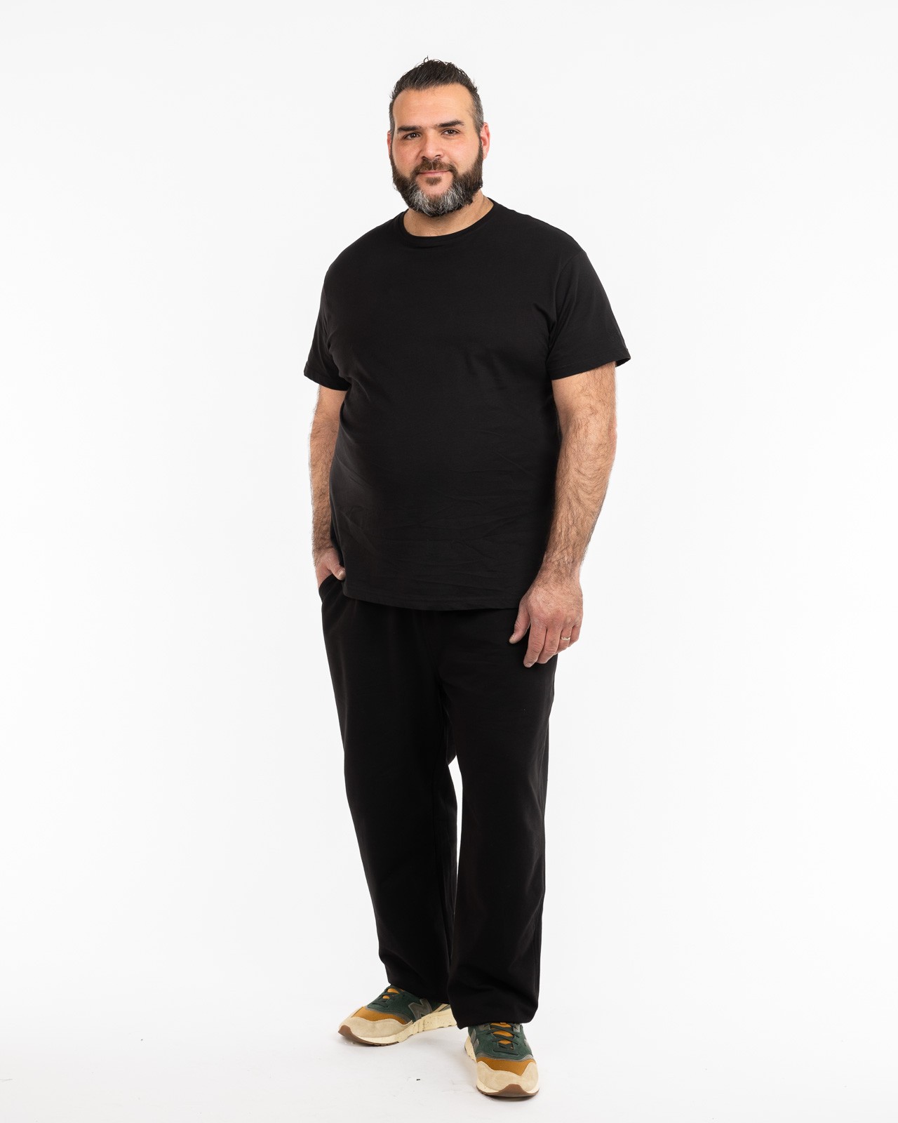 Tee shirt col rond grande taille noir en coton