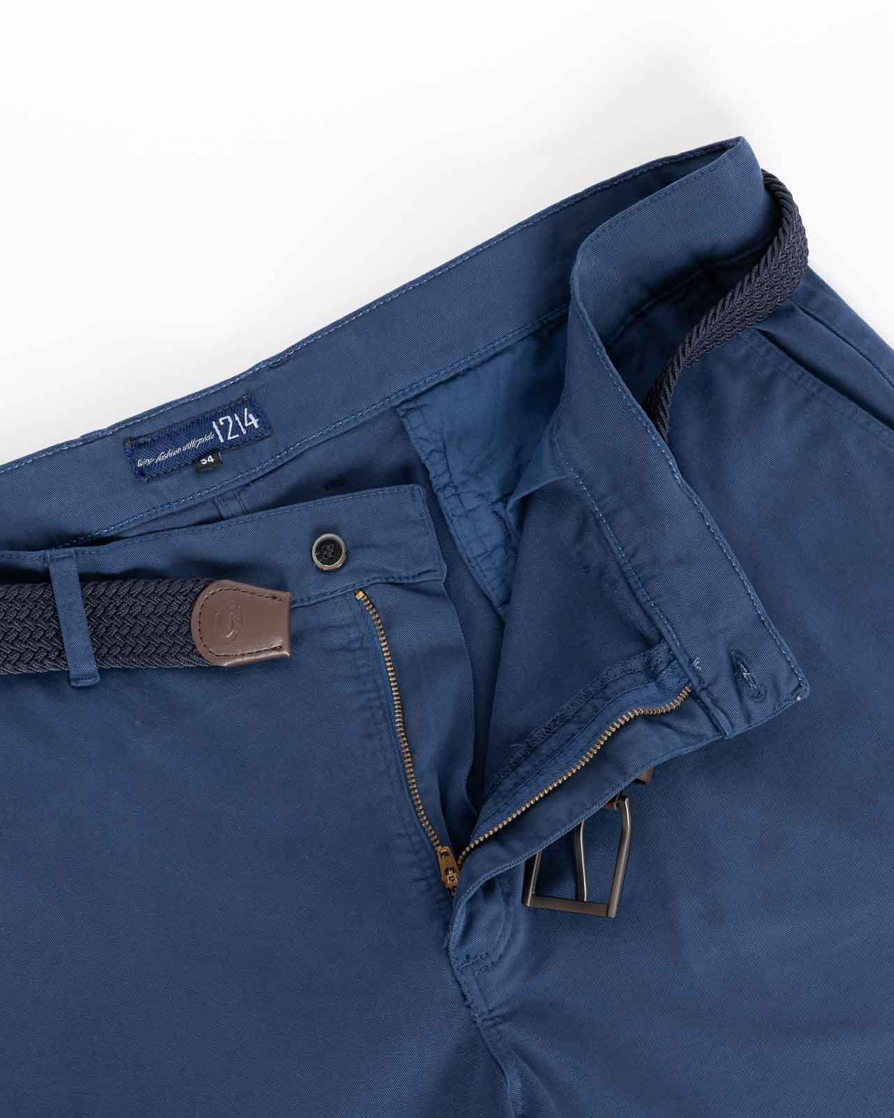 Pantalon chino twill grande taille avec ceinture bleu