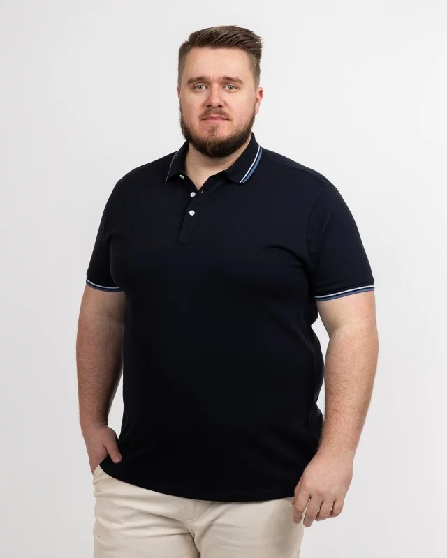 Polo piqué grande taille bleu marine