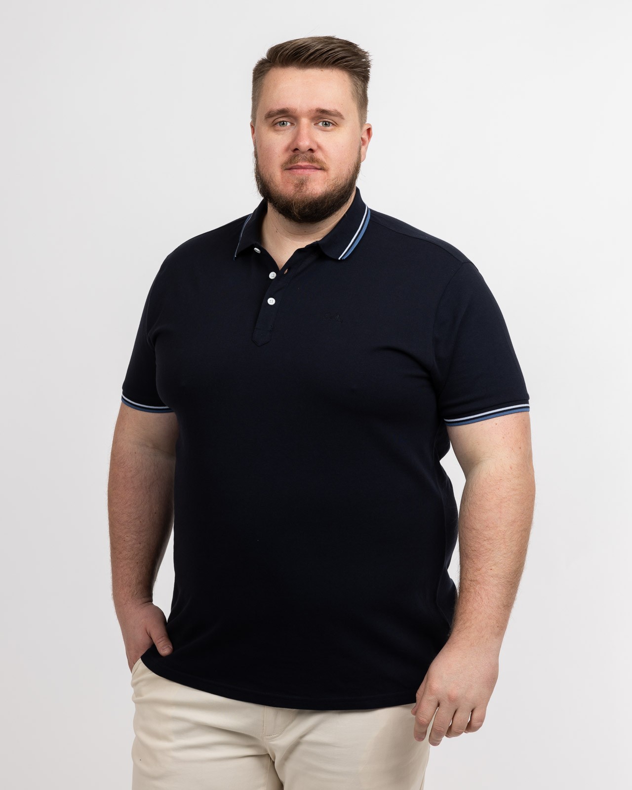 Polo piqué grande taille bleu marine